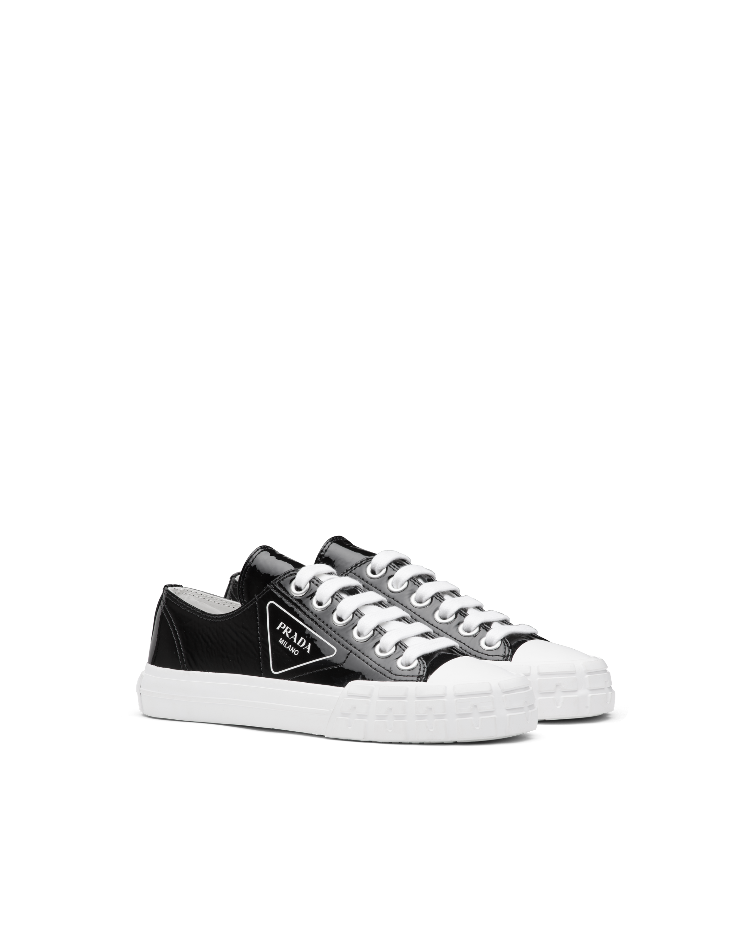 black patent leather prada sneakers