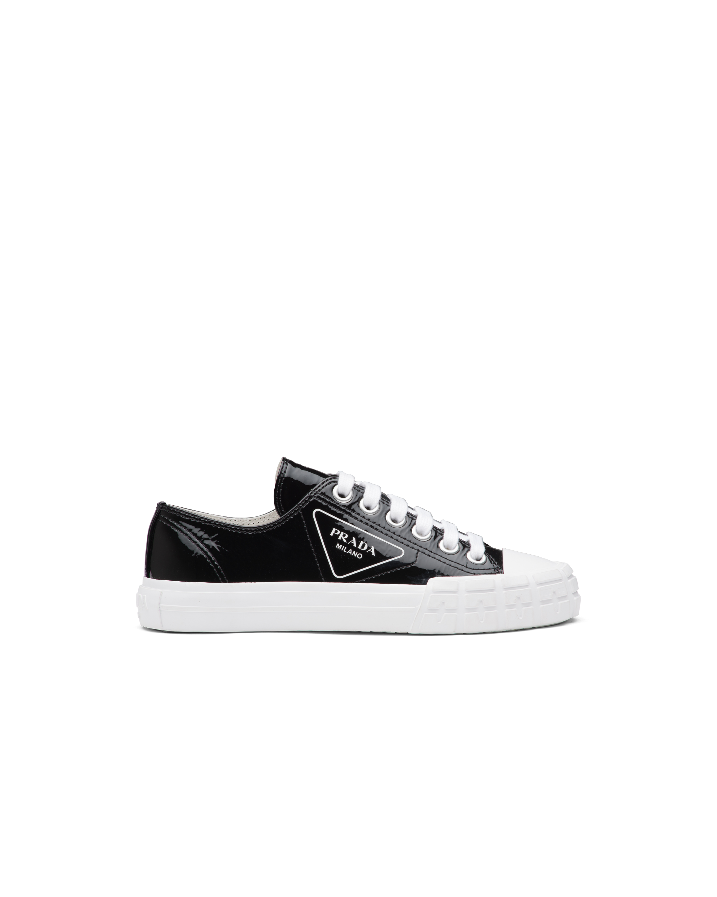 black patent leather prada sneakers