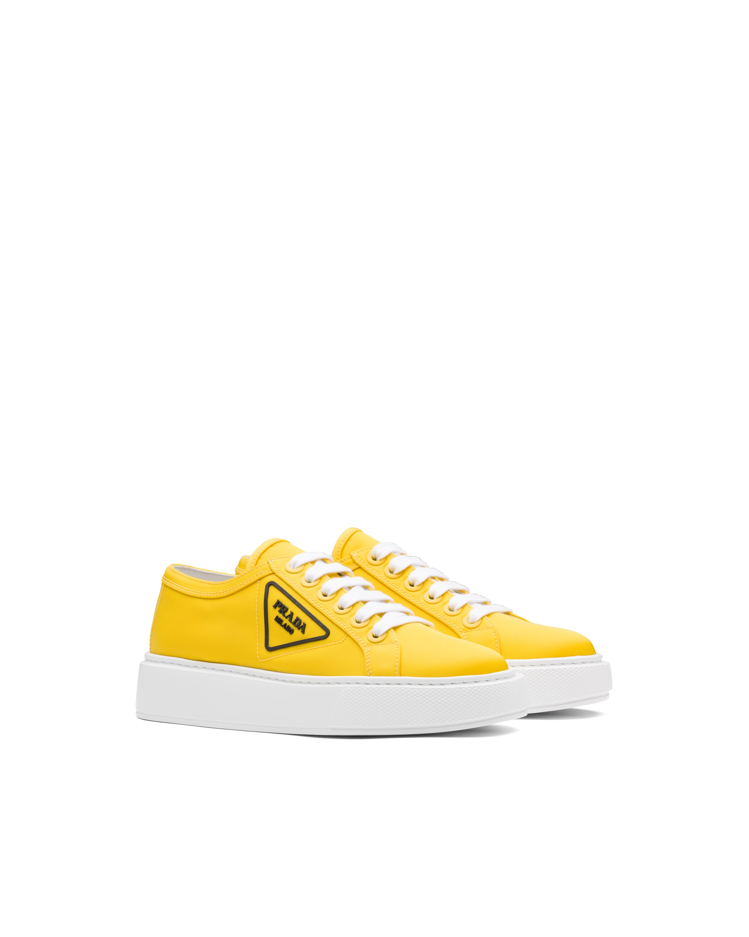 PRA DOUBLE WHEEL RE-NYLON GABARDINE SNEAKERS SKY CALFSKIN