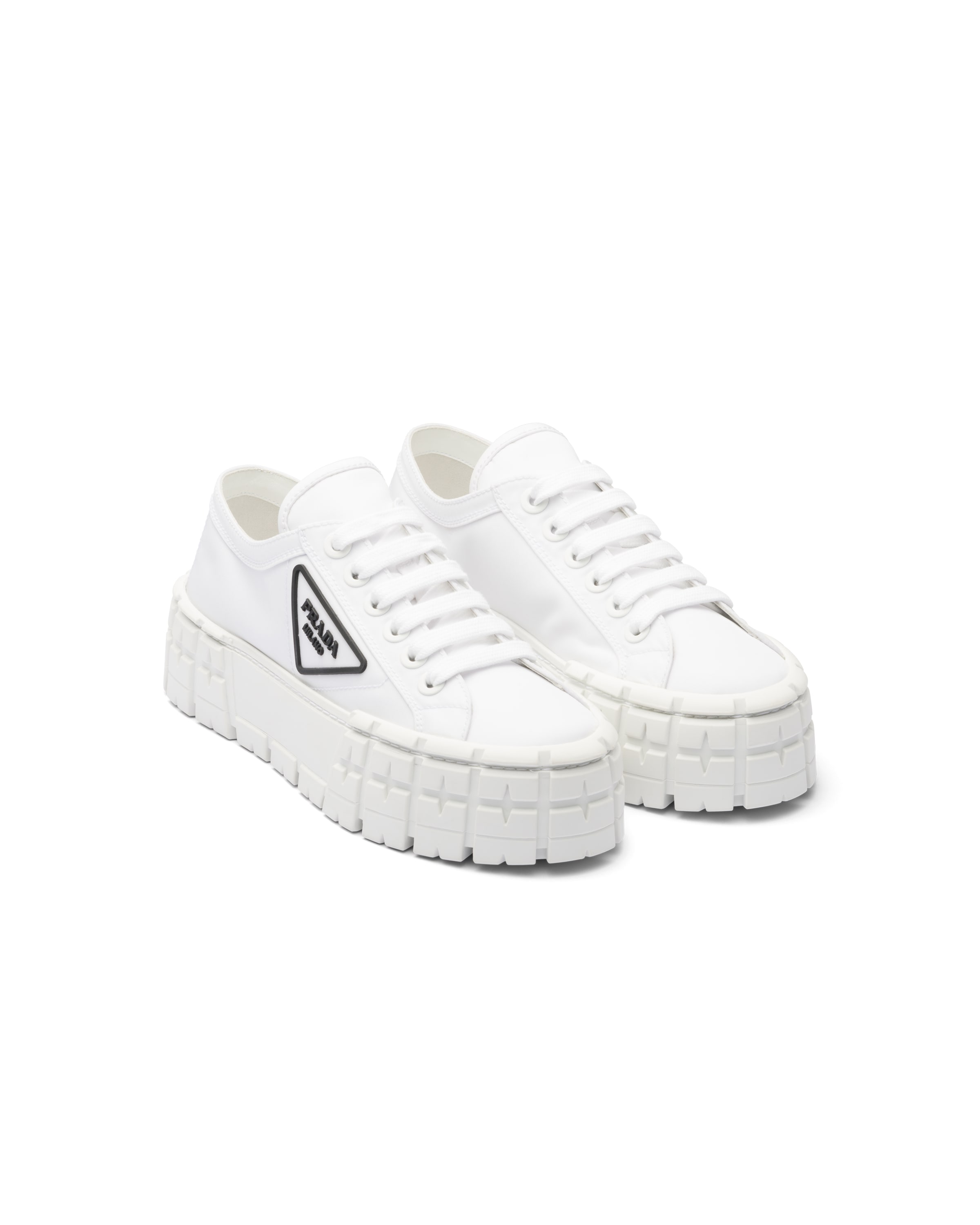 Prada Double Wheel Sneaker Aus Gabardine-re-nylon, Damen, Weiss, Größe 41