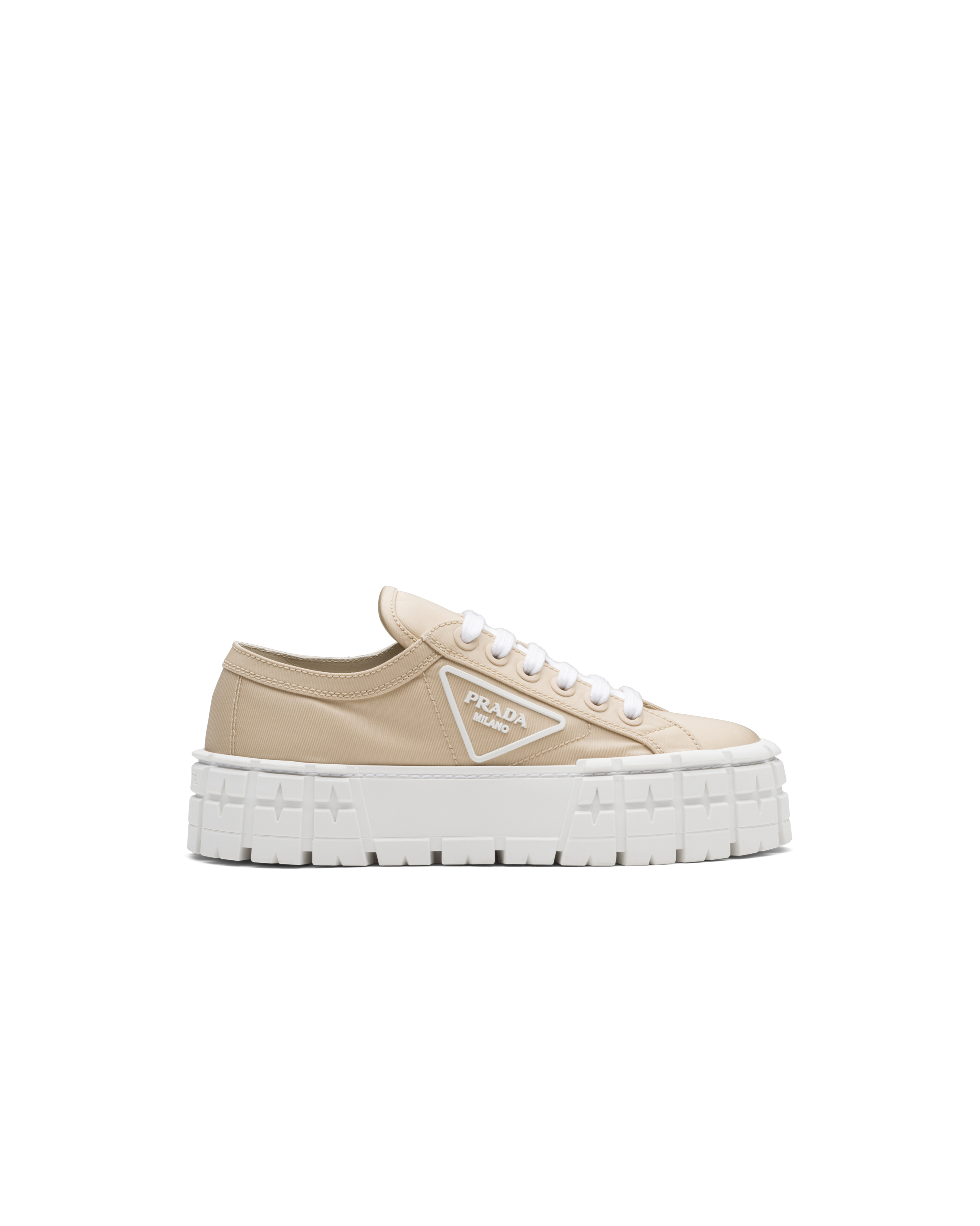 Desert Beige Double Wheel nylon gabardine sneakers | Prada