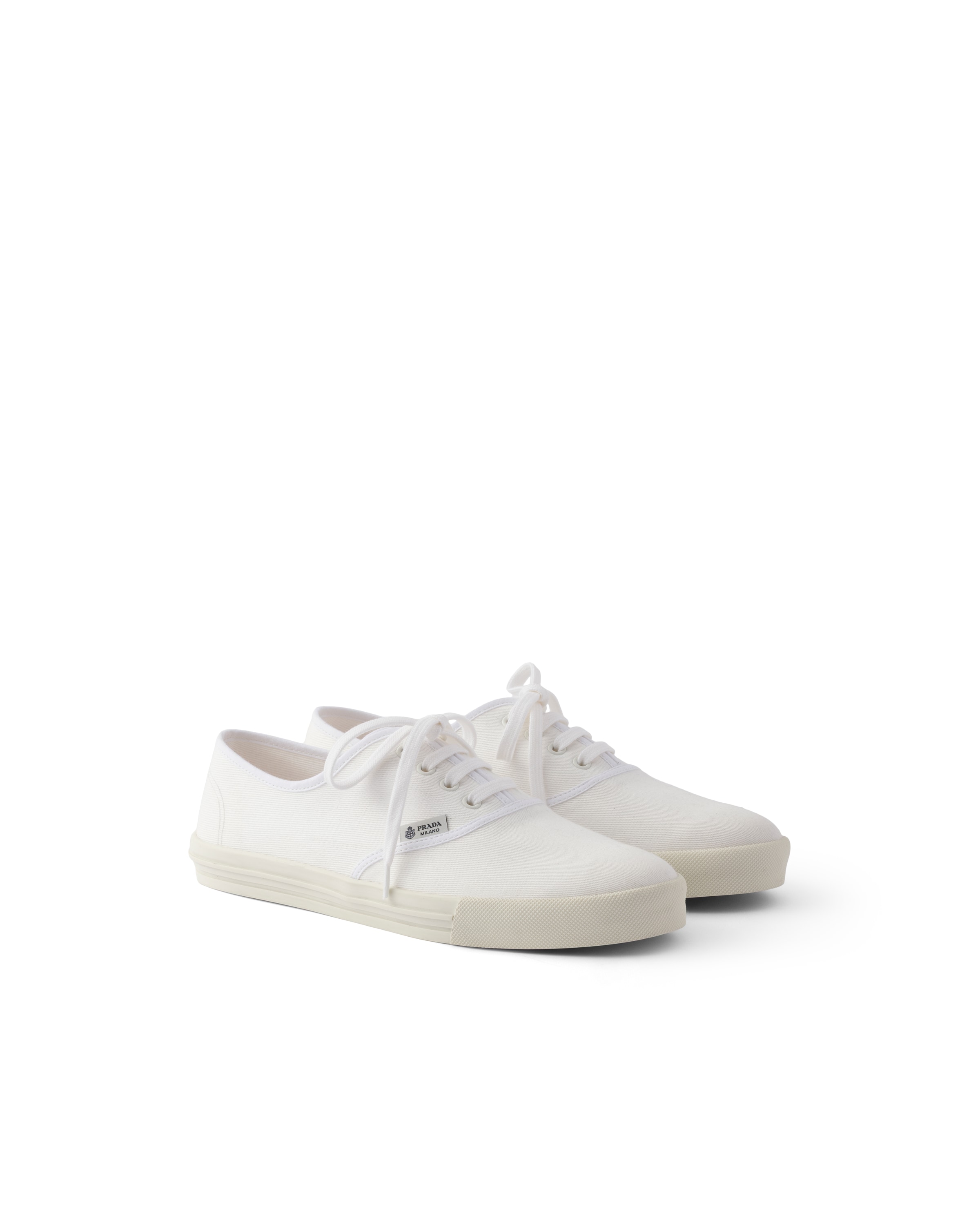 Prada Drill Canvas Low Top Sneaker In White