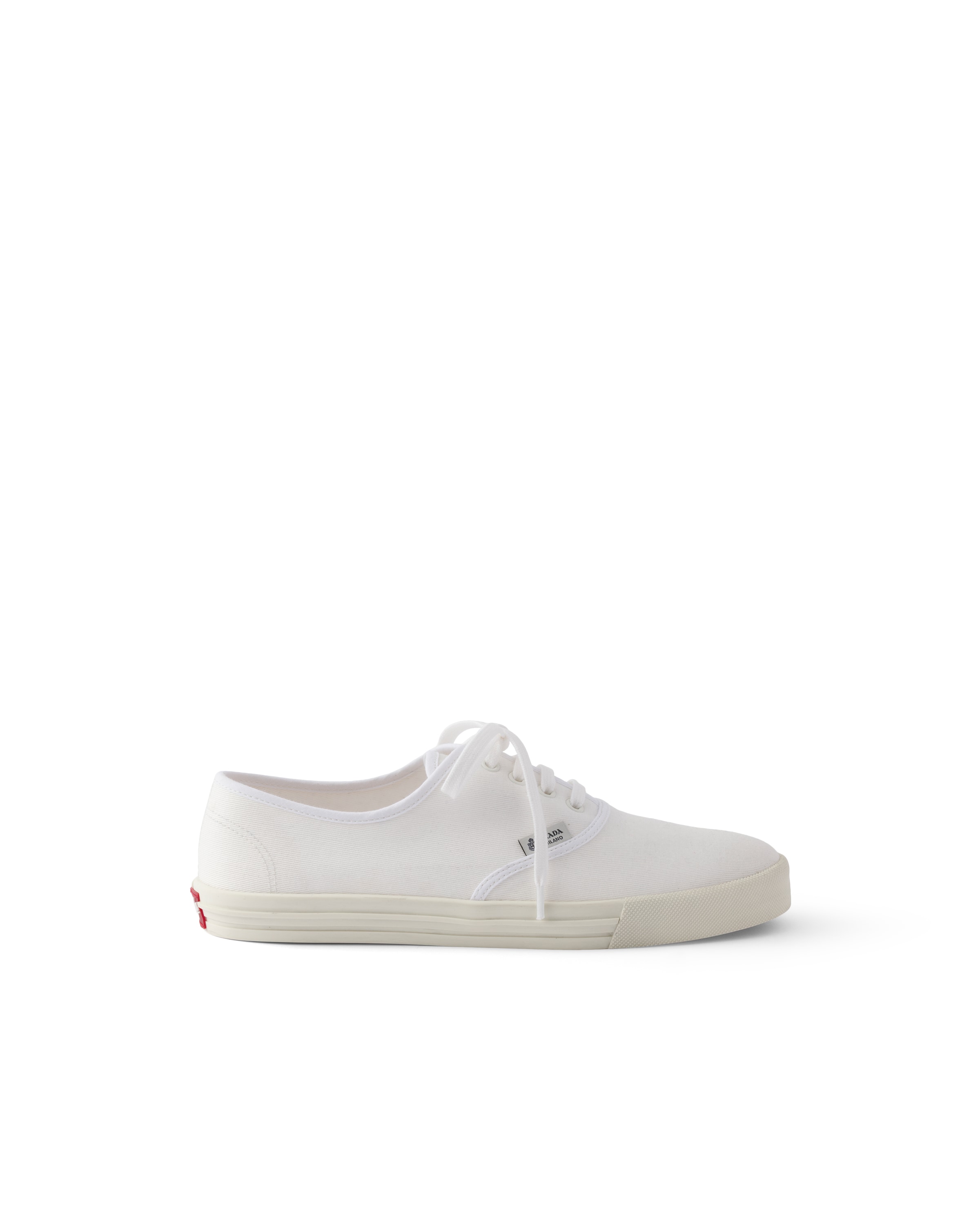 Prada Drill Canvas Low Top Sneaker In White