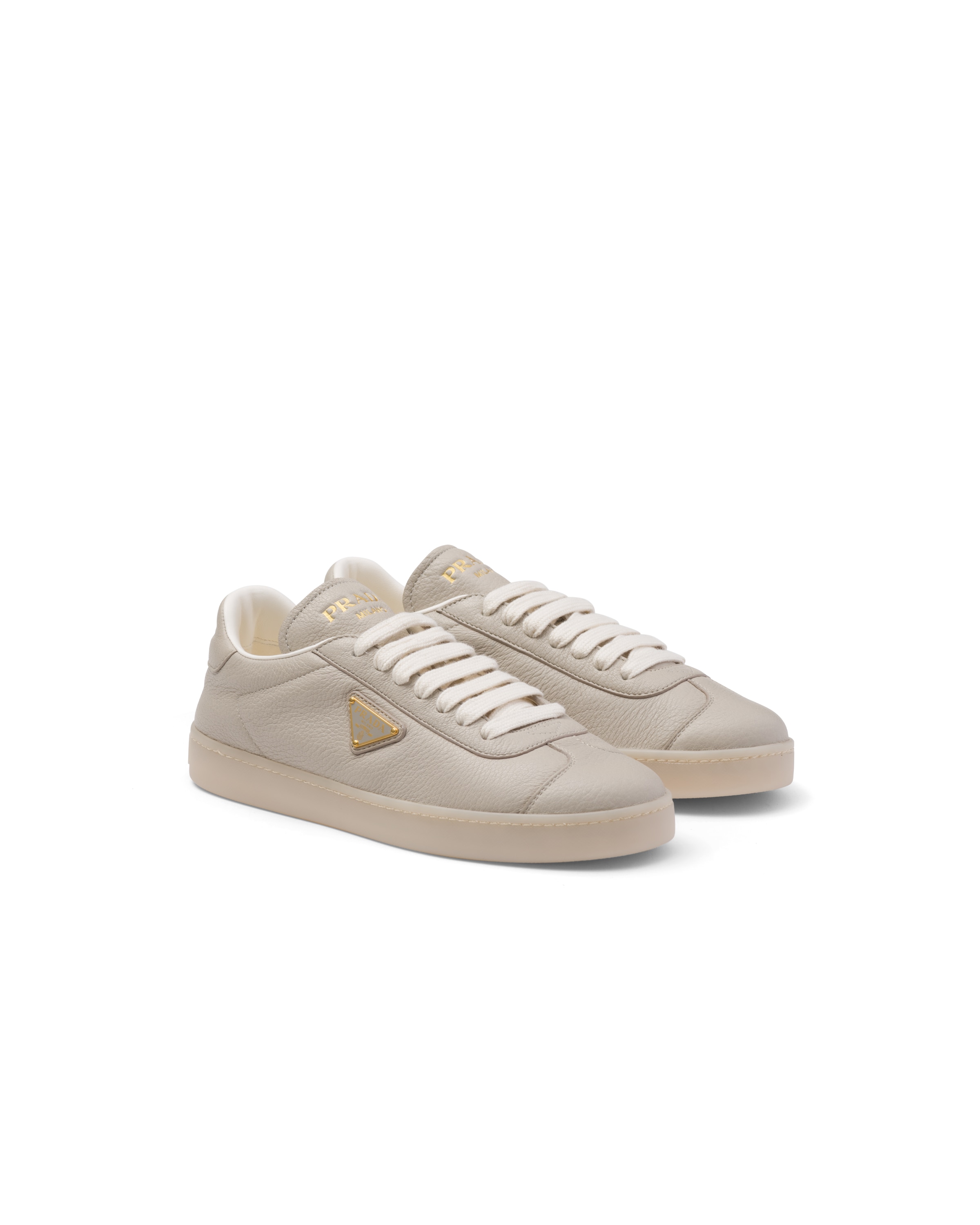 Prada Leather Sneakers, Women, Pumice Stone, Size 39
