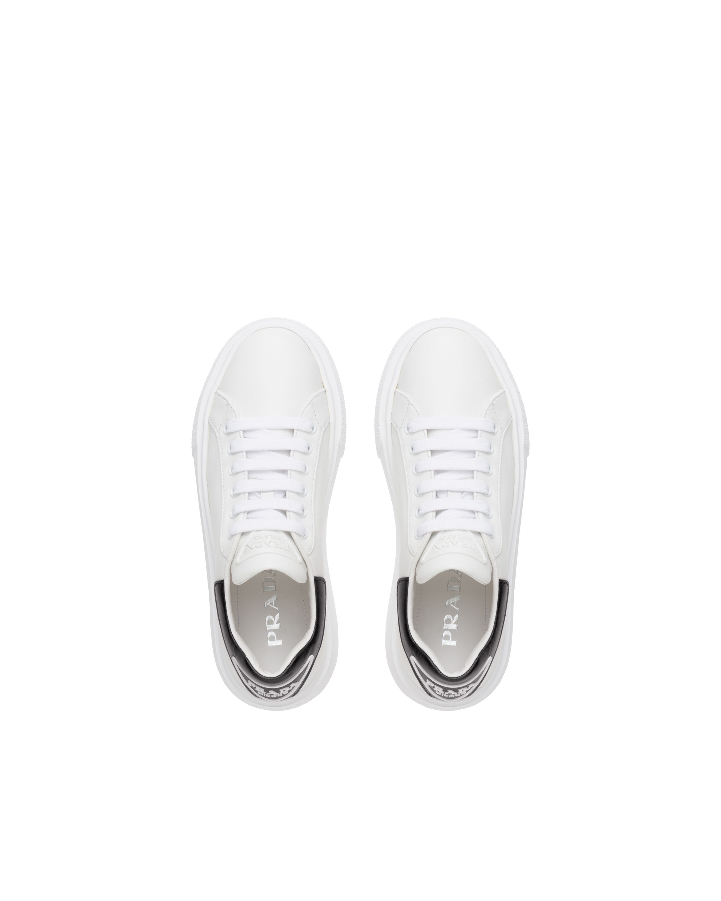 White/black Leather sneakers | Prada