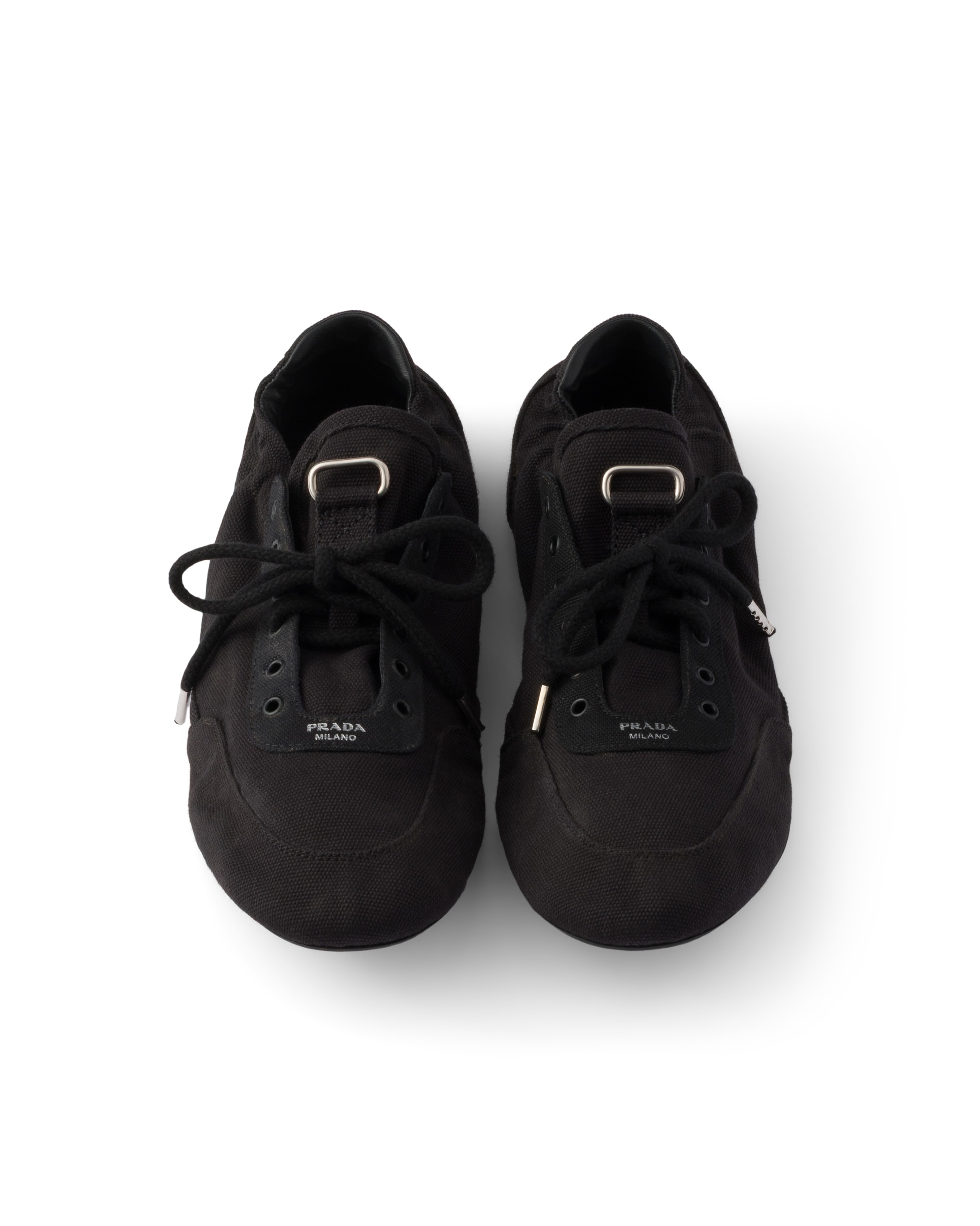 Prada Collapse Canvas Sneakers In Black