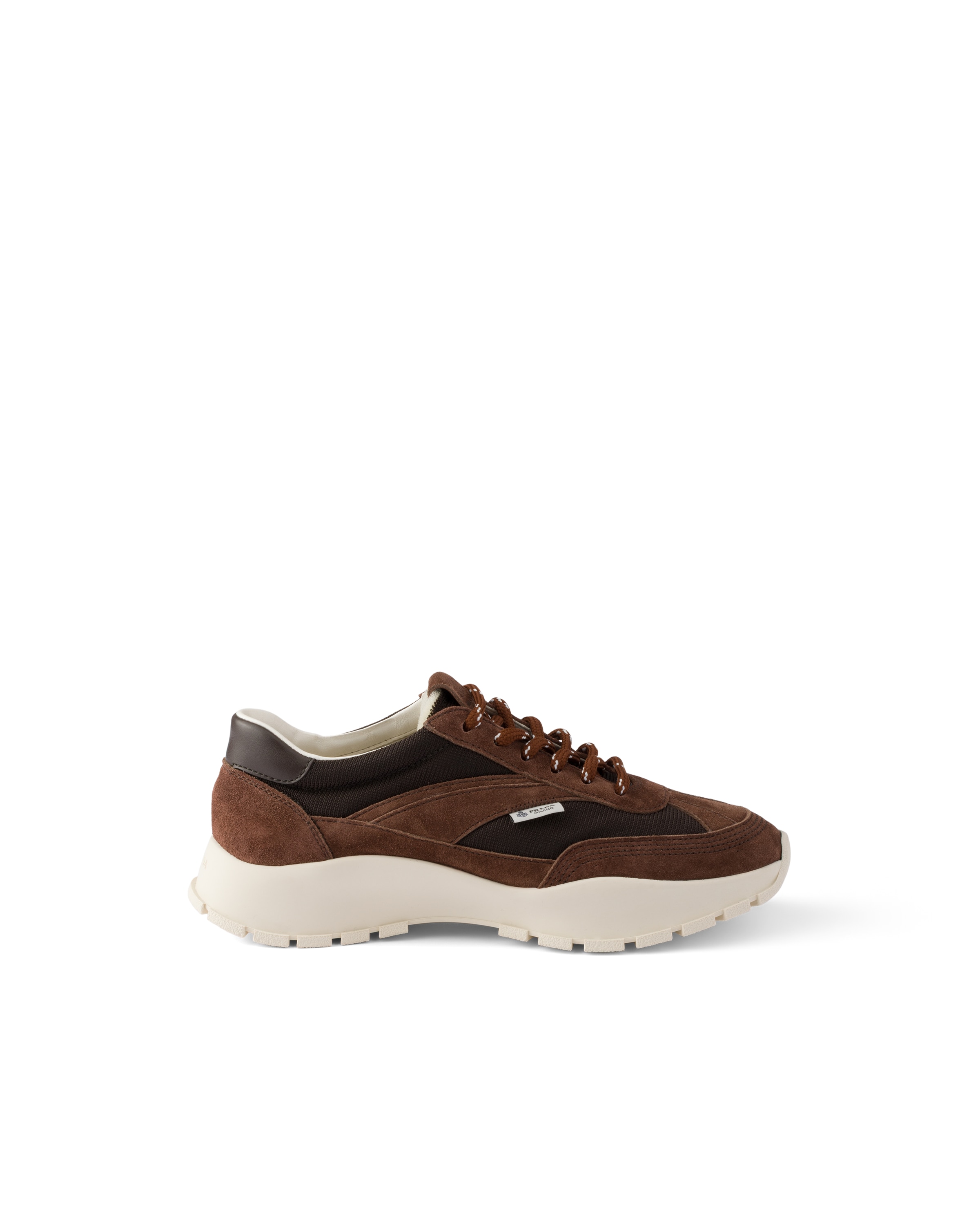 Prada Mesh Fabric And Suede Sneakers In Brown