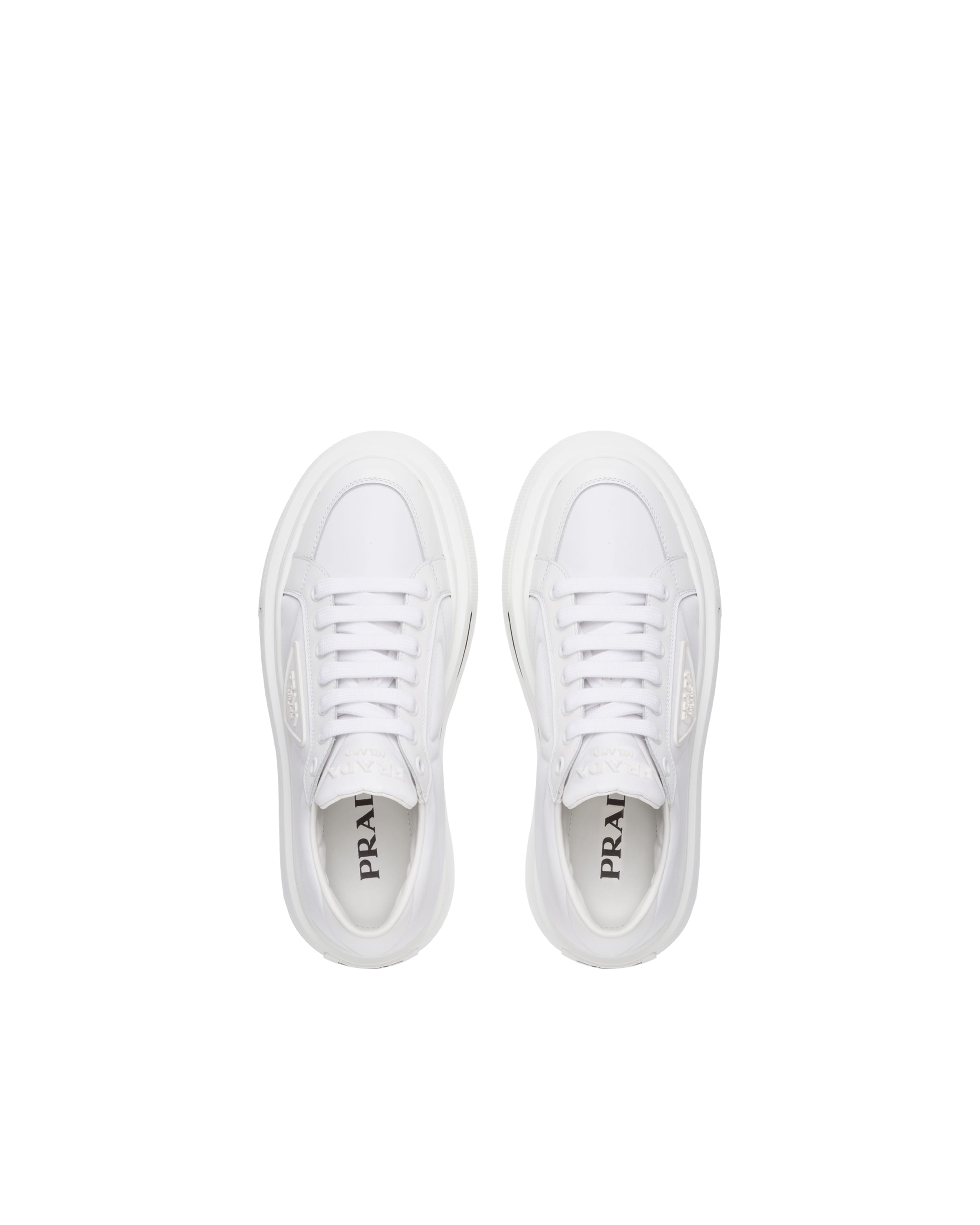 prada macro leather and nylon sneakers