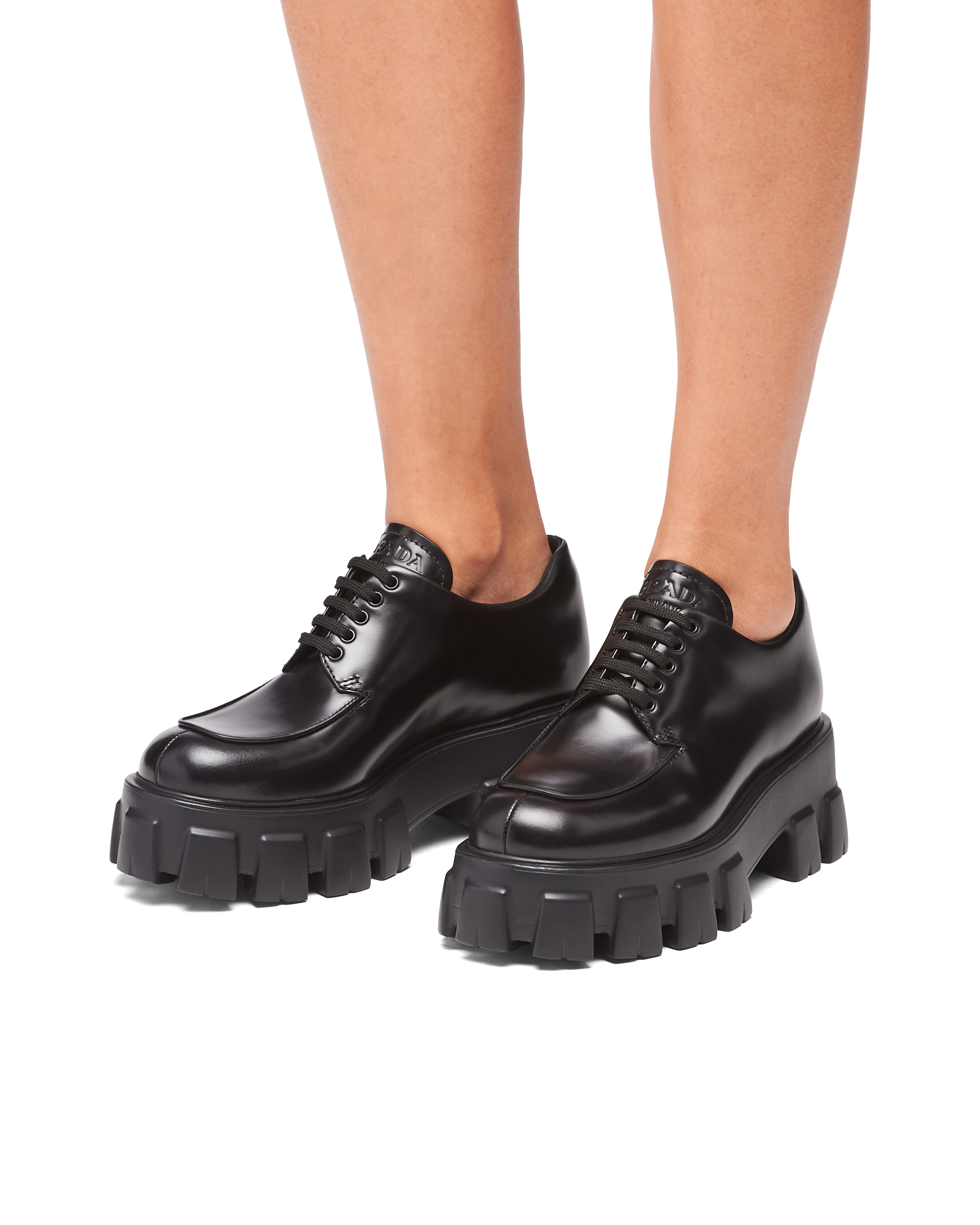 prada black leather shoes