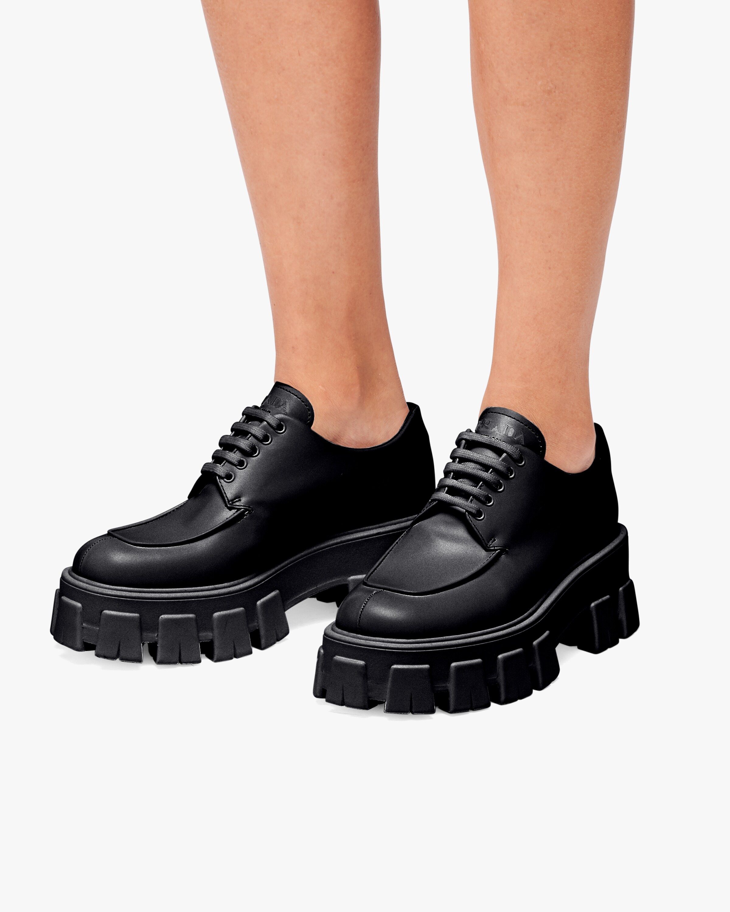 prada monolith brushed leather booties
