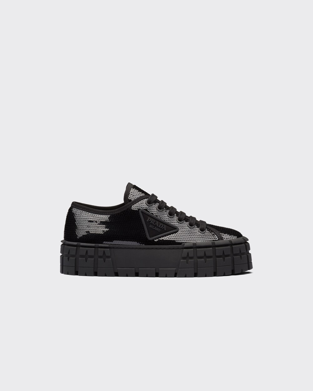 Sneakers Double Wheel con paillettes Nero | Prada