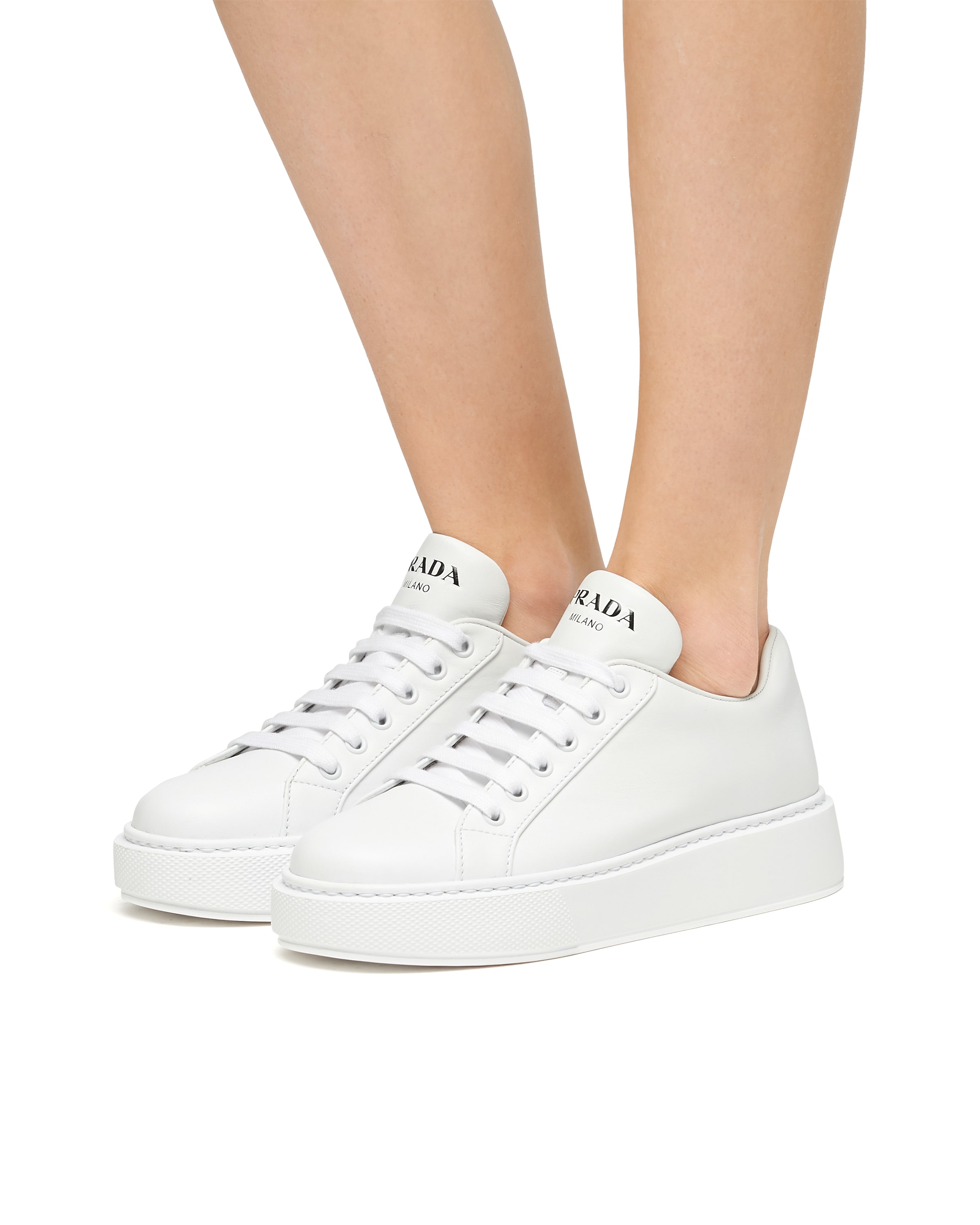 White Leather sneakers Prada