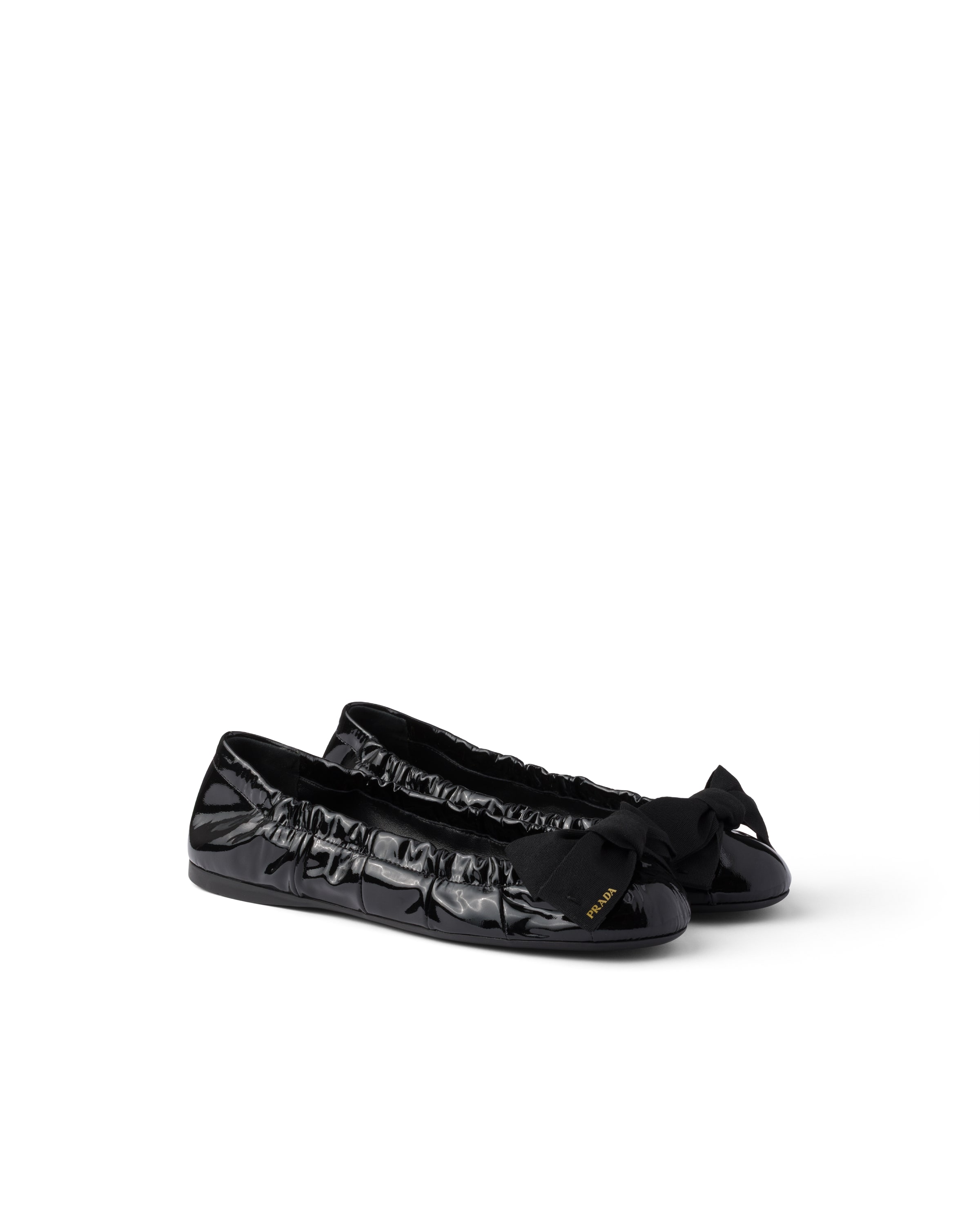 Prada Patent Leather Ballerinas With Bow, Woman, Black, Size 35