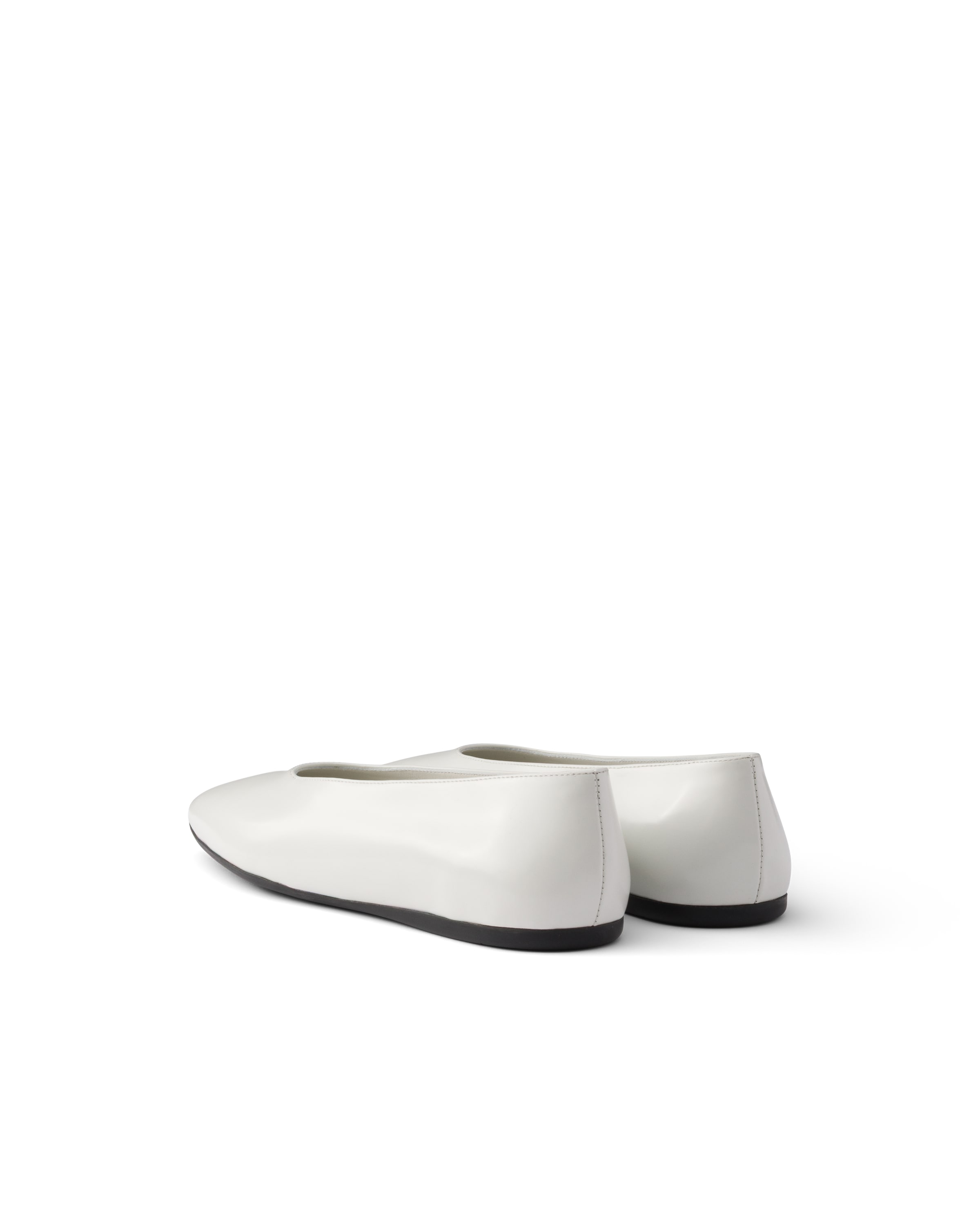 Prada Leather Ballet Flats In White