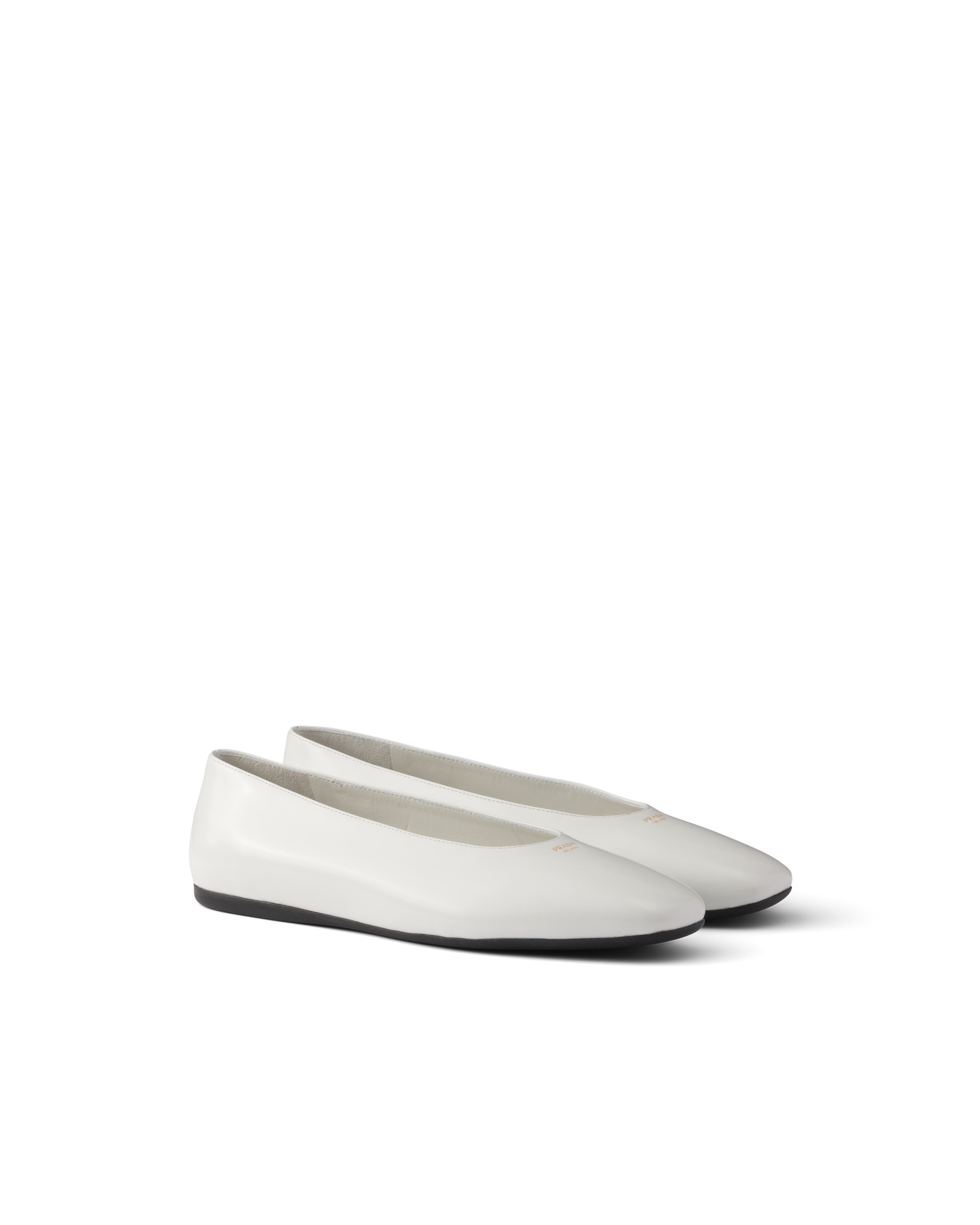Prada Leather Ballet Flats In White