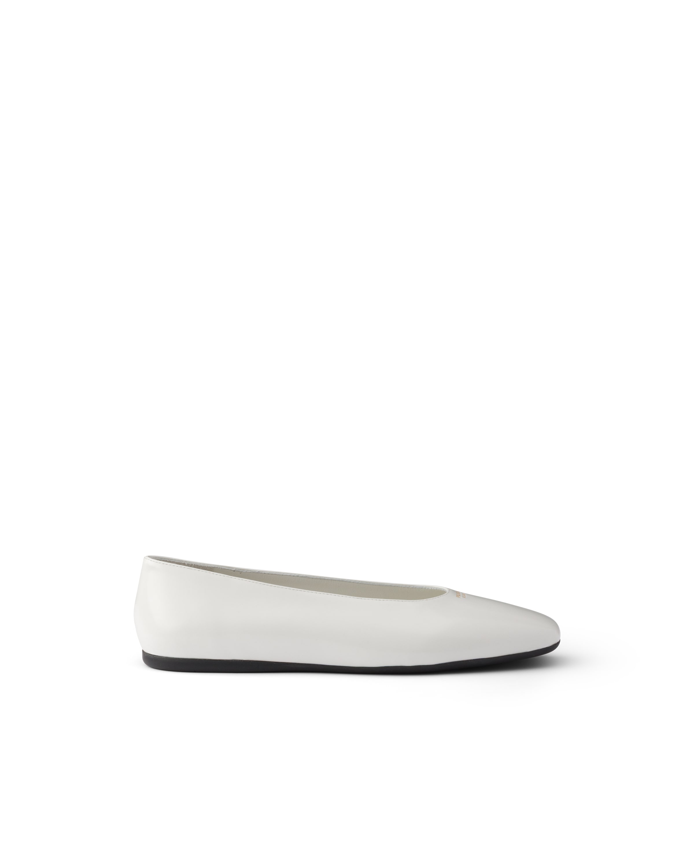 Prada Leather Ballet Flats In White