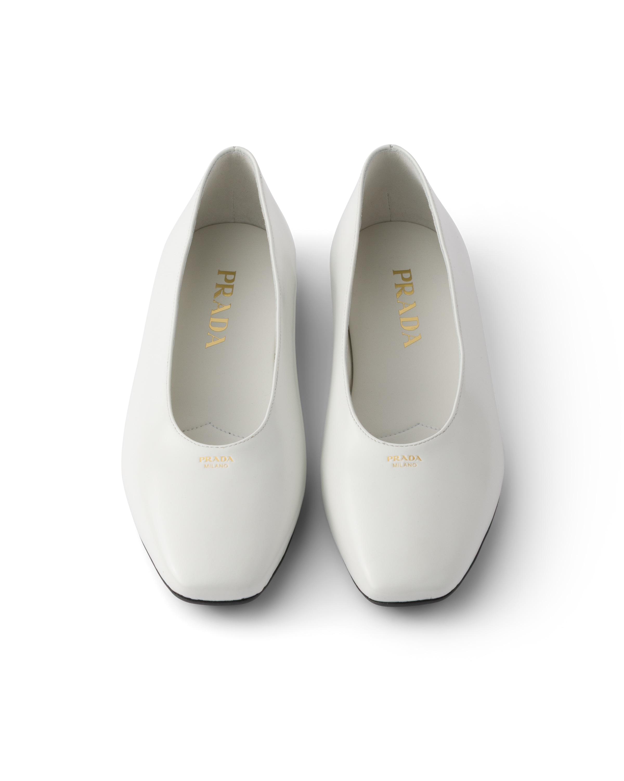 Prada Leather Ballet Flats In White