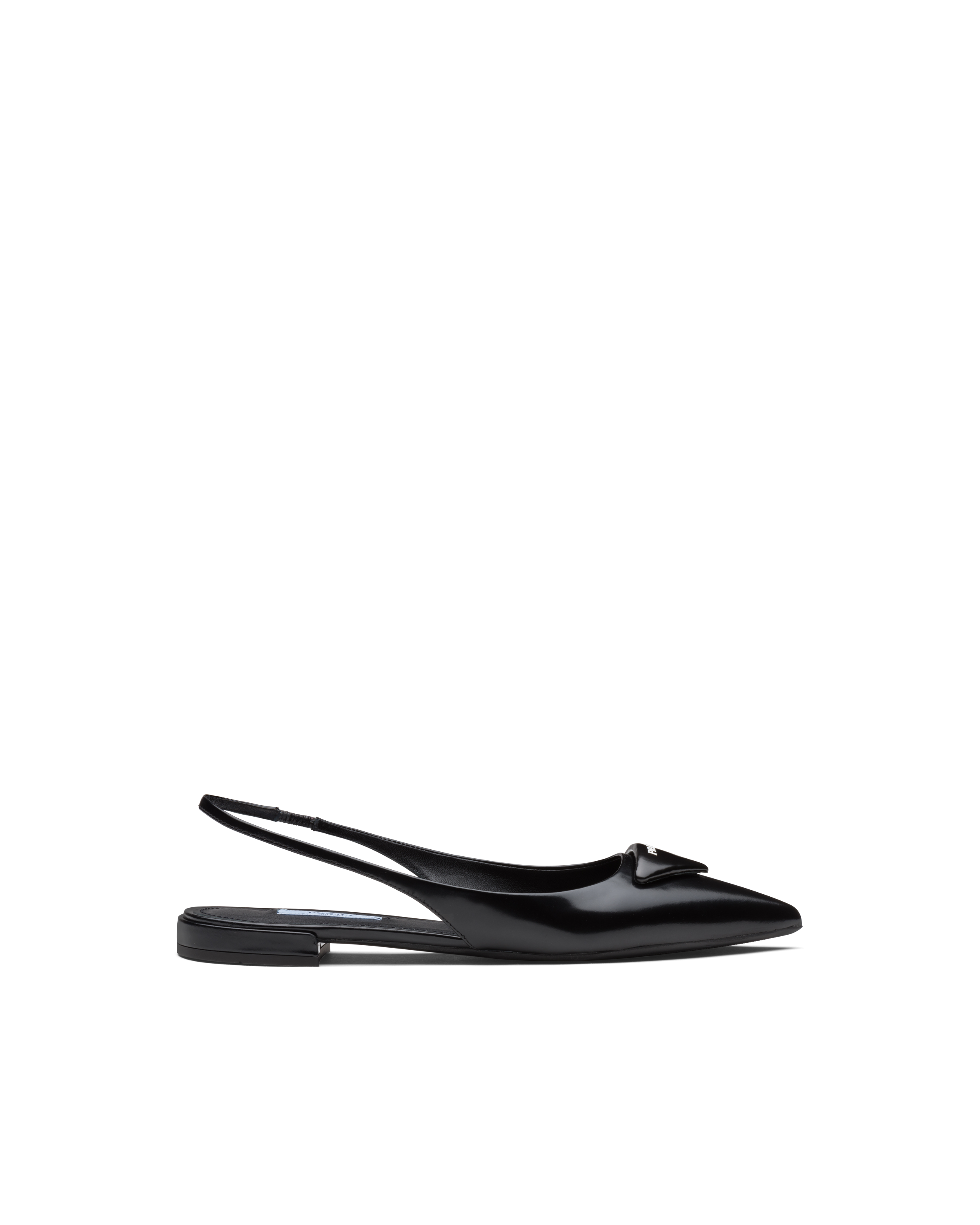 Black Brushed leather slingback ballerinas | Prada