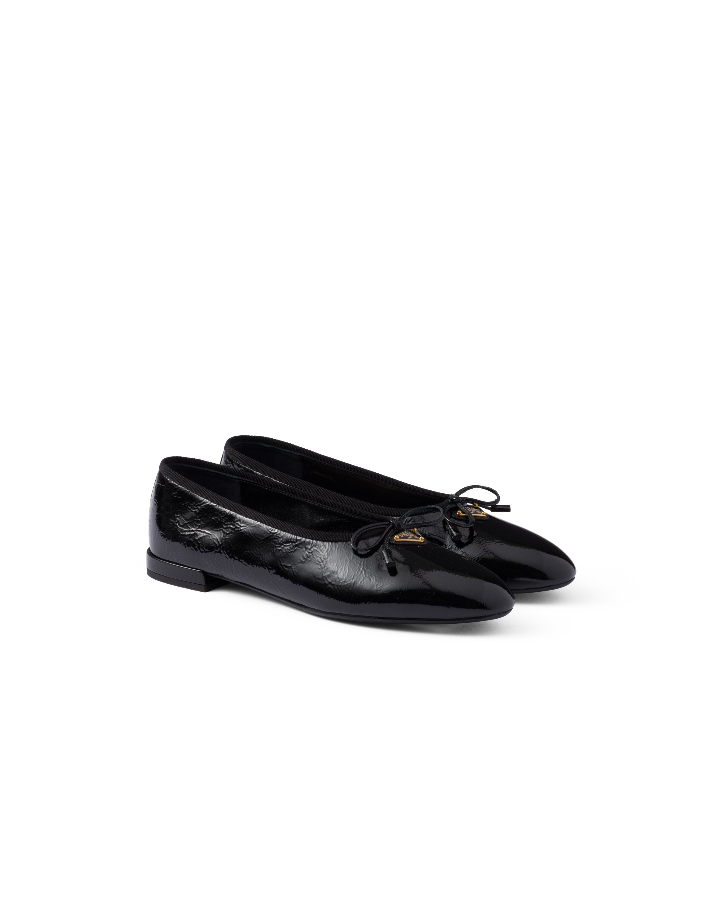 Prada Ballerines En Cuir Verni Naplak, Femme, Noir, Taille 39,5