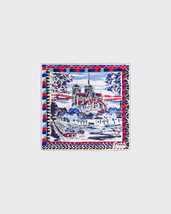 Pittoresque Paris printed silk foulard 90x90 Pittoresque Paris printed silk foulard 90x90