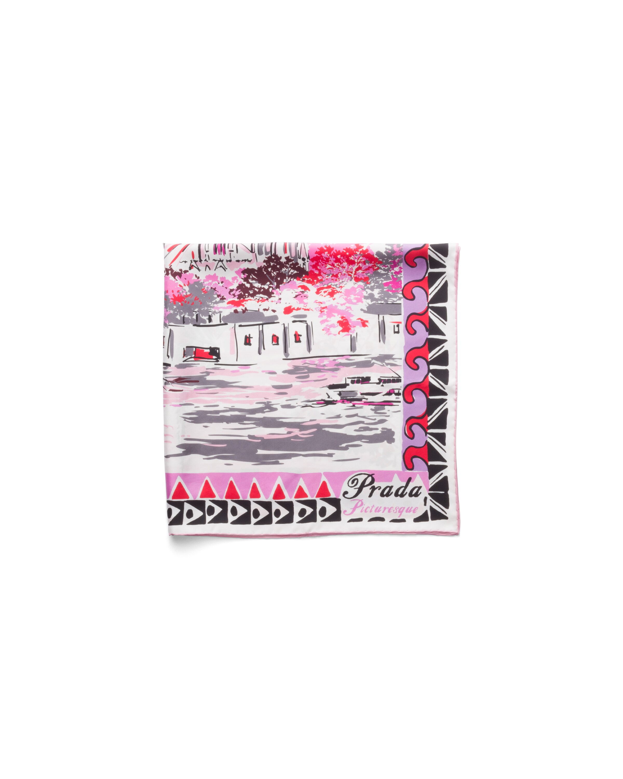 Prada Foulard Pittoresque Parigi In Seta Stampata 90x90, Donna, Quarzo