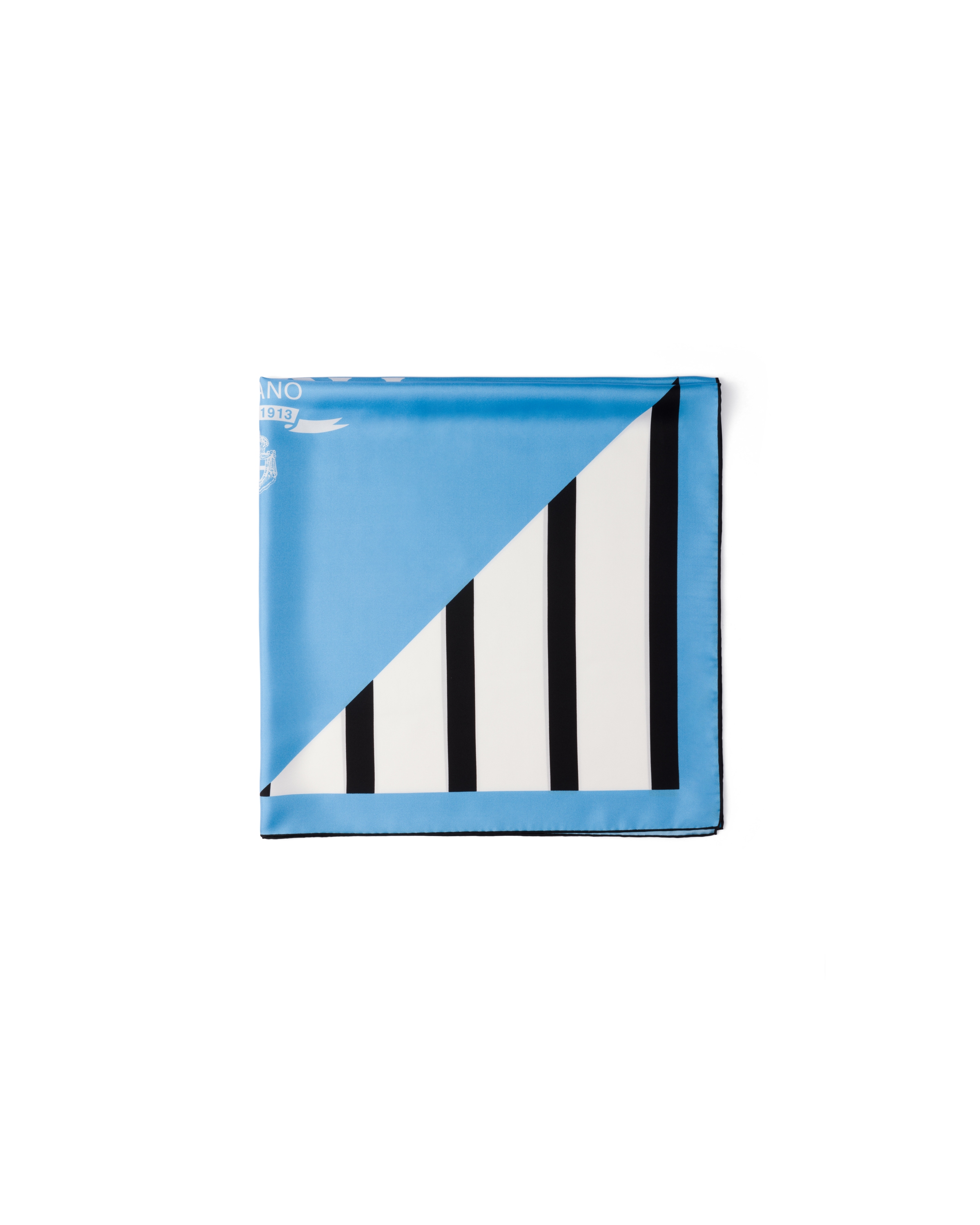 Prada Foulard En Sergé De Soie Imprimé 90 x 90, Femme, Bleu Mer