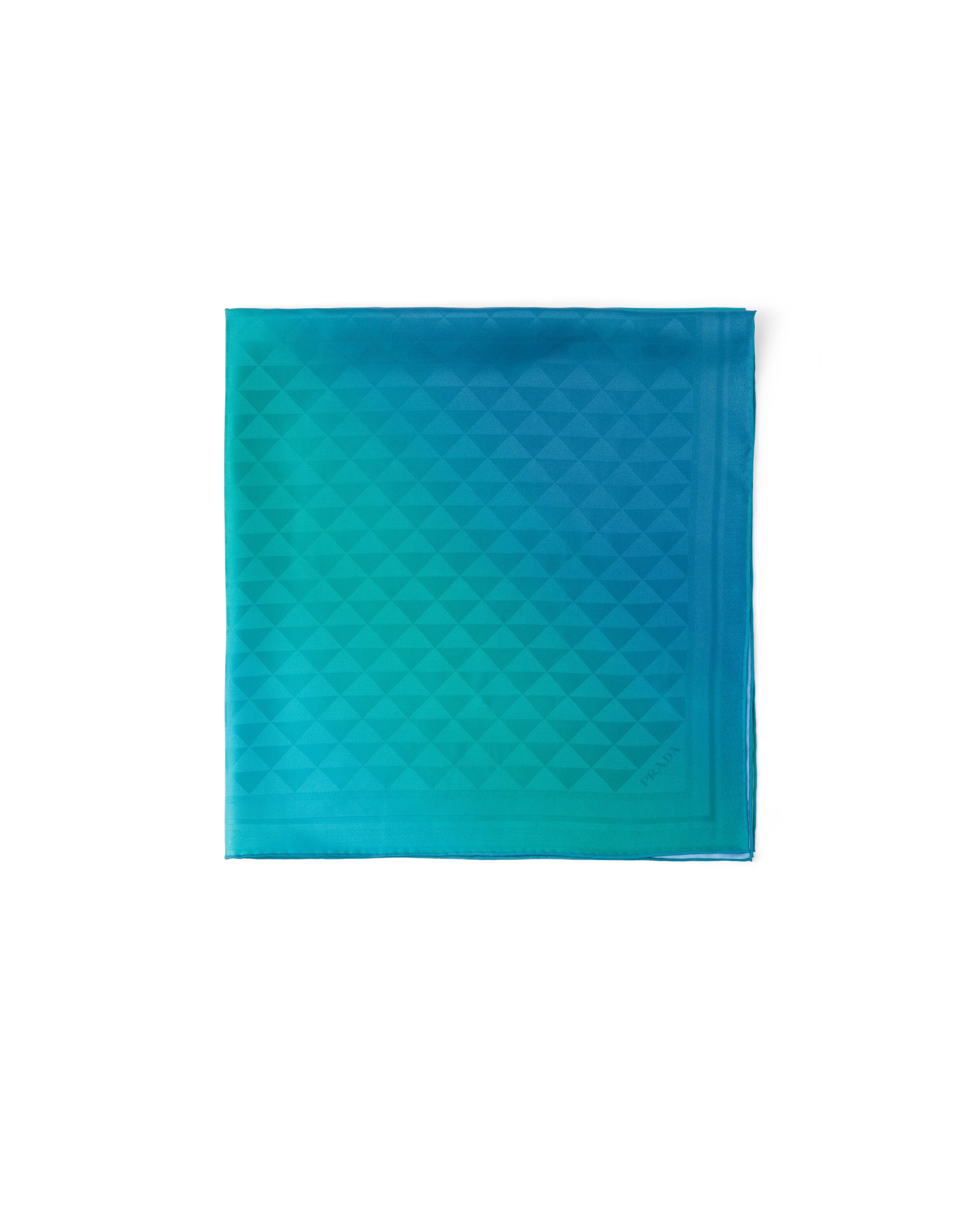 Prada Foulard Stampato In Twill Di Seta 90x90, Donna, Turchese