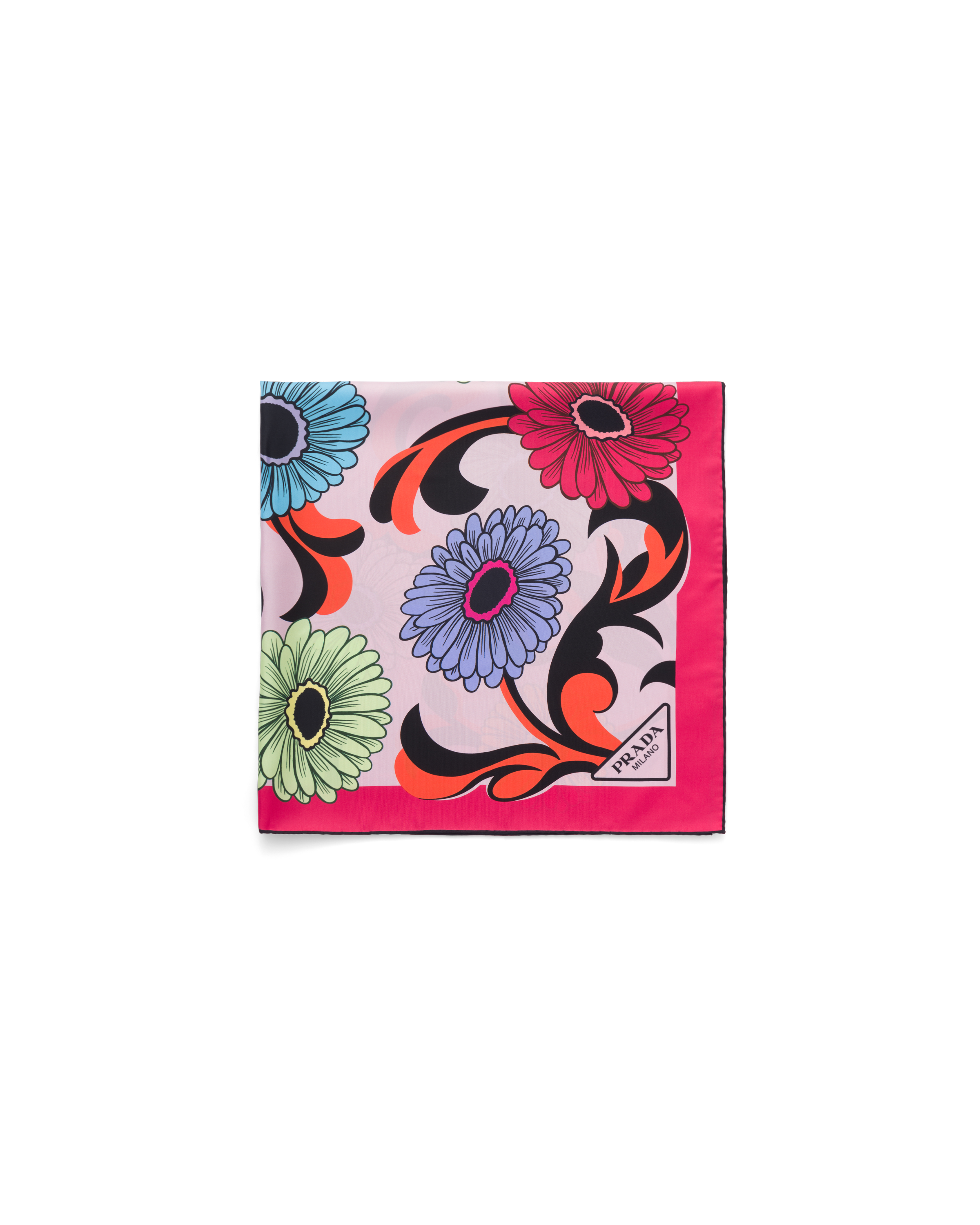 Prada Pop-retro Floral-printed Silk Scarf In Alabaster Pink