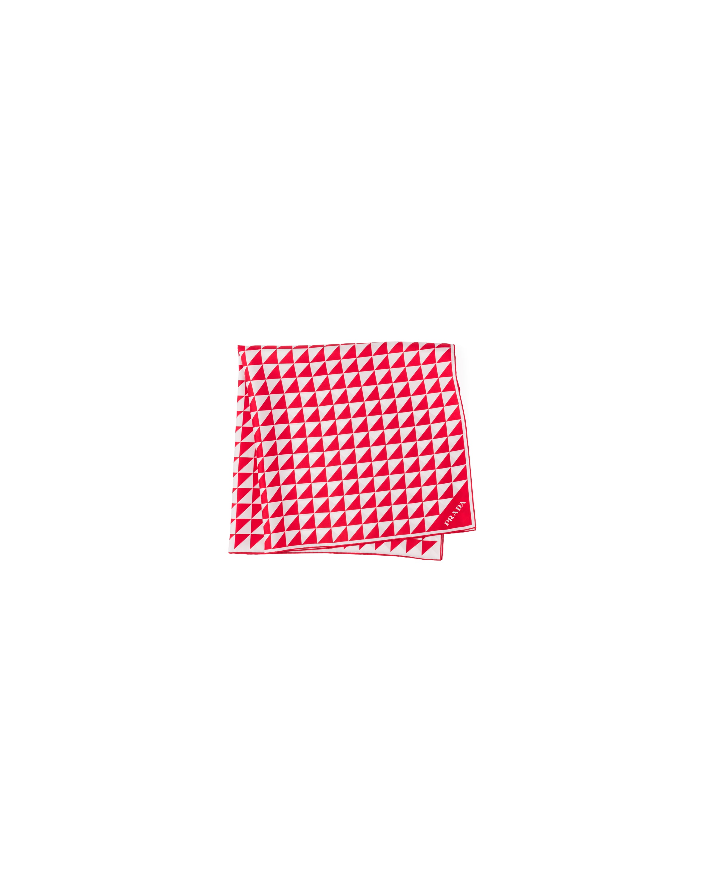 Prada Foulard Stampato In Twill Di Seta 90x90, Donna, Rosso/bianco