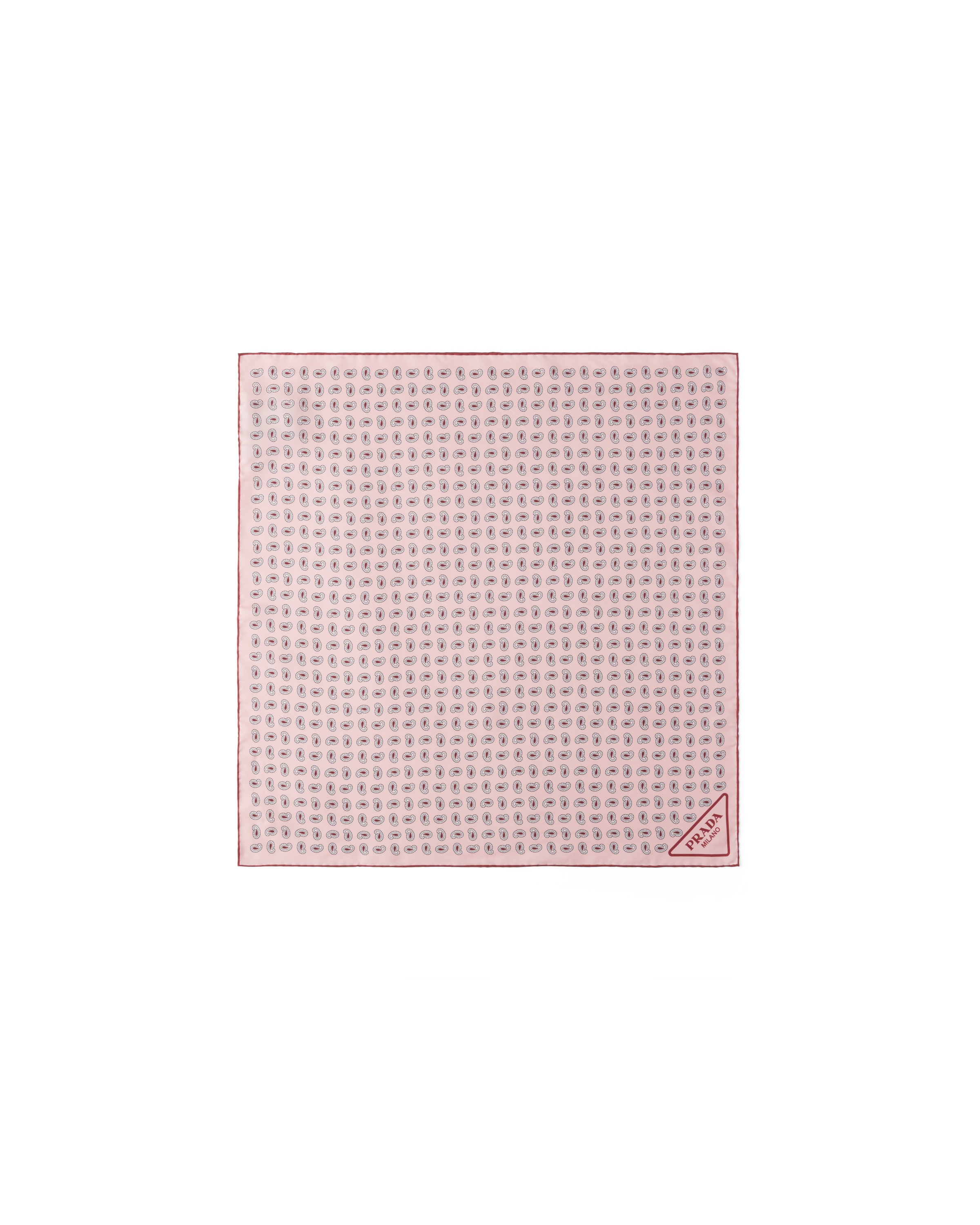 Prada Foulard Stampato In Twill Di Seta 55x55, Donna, Alabastro
