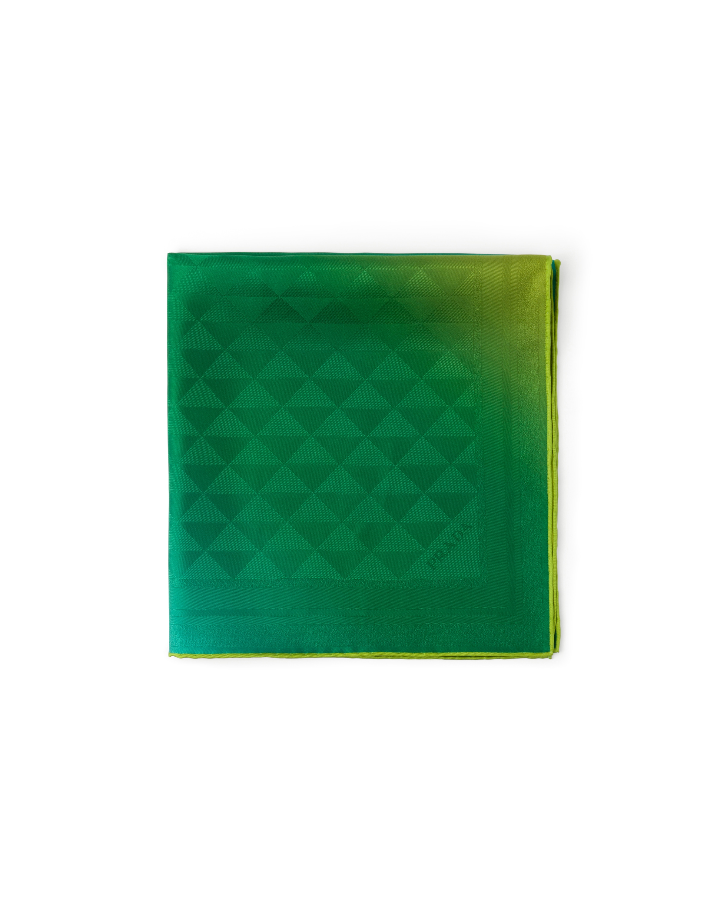 Prada Foulard En Sergé De Soie Imprimé 55 x 55, Femme, Vert Citron