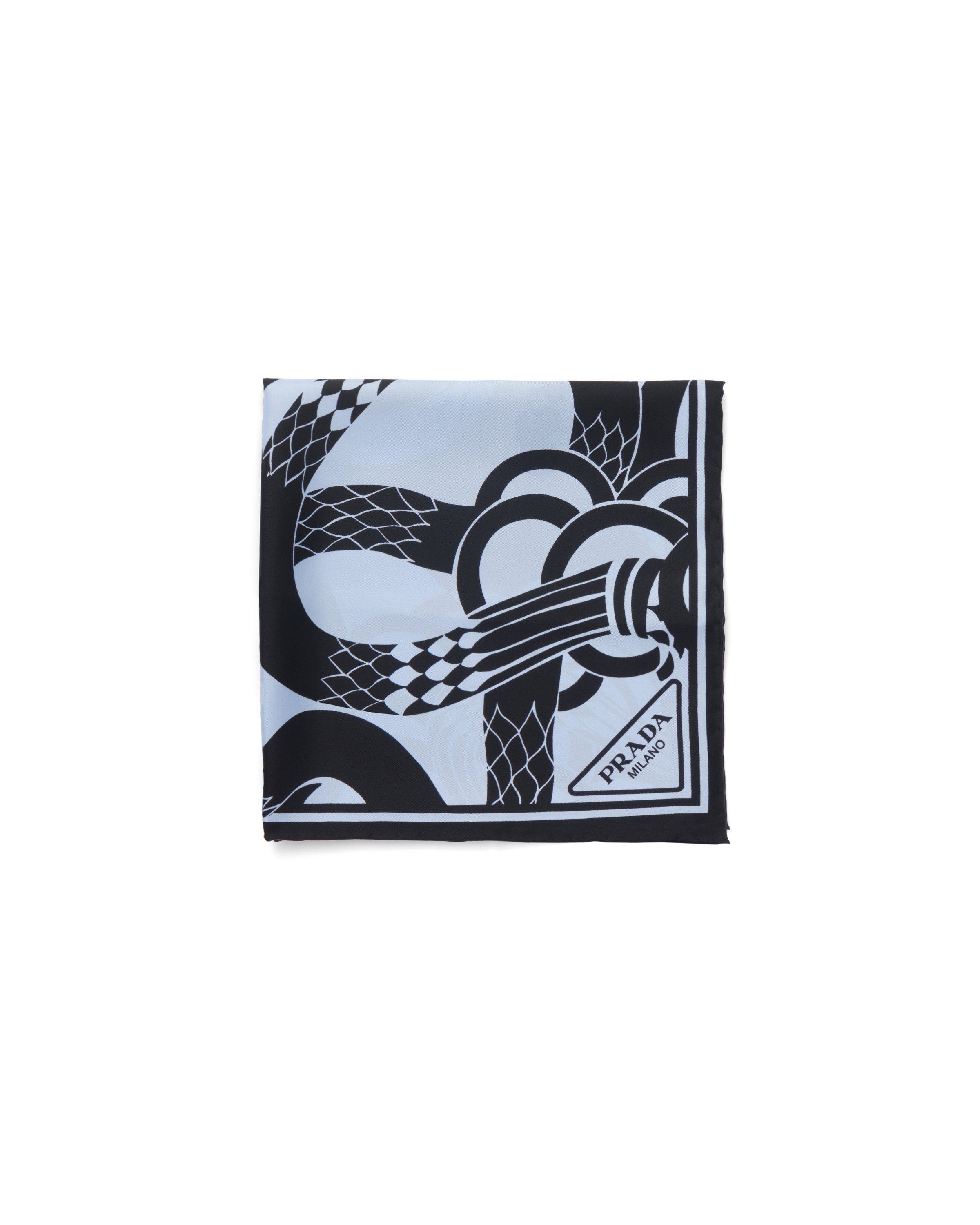 Prada Printed Silk Twill Scarf In Astral Blue