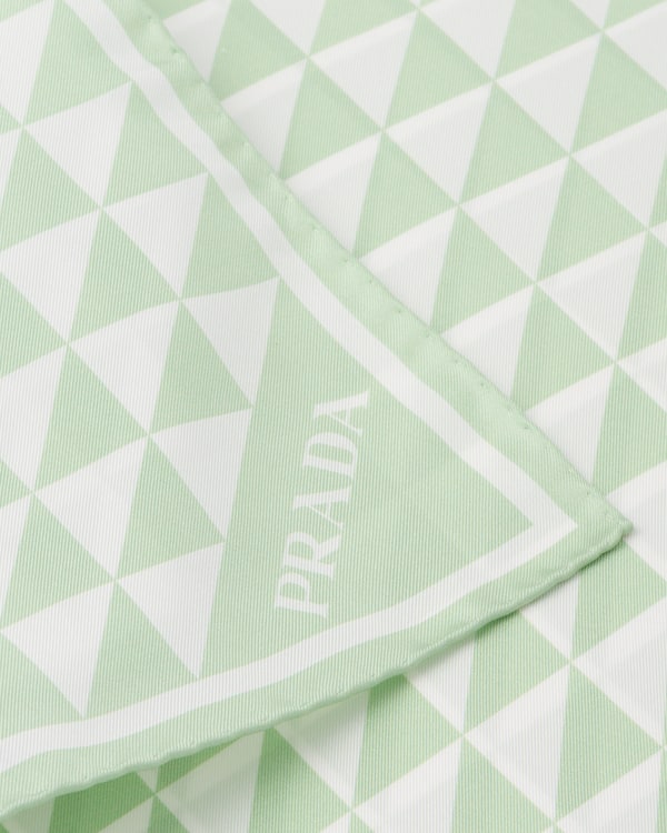 Printed silk twill scarf 55x55 - Aqua/White Printed silk twill scarf 55x55 - Aqua/White