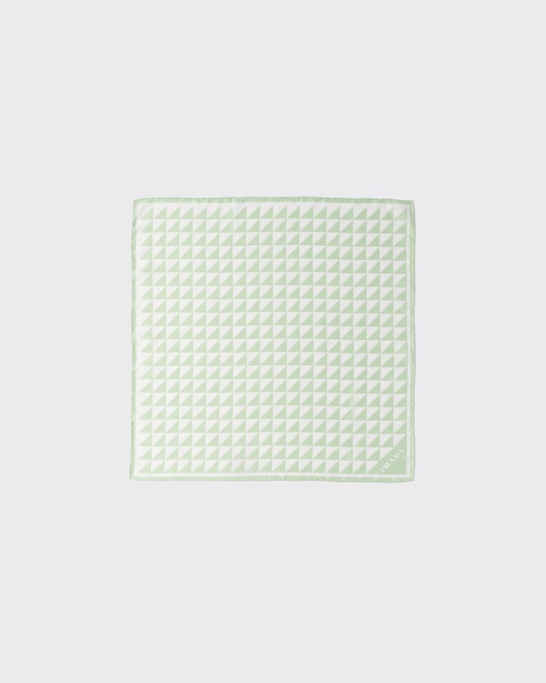 Printed silk twill scarf 55x55 - Aqua/White Printed silk twill scarf 55x55 - Aqua/White