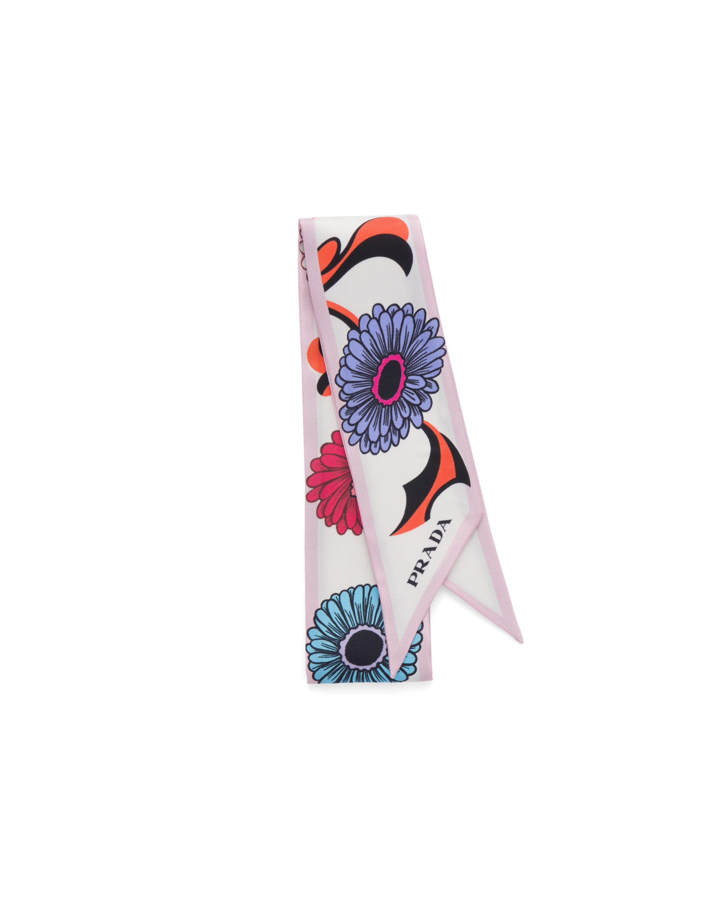 Prada Foulard En Sergé De Soie Imprimé, Femme, Blanc