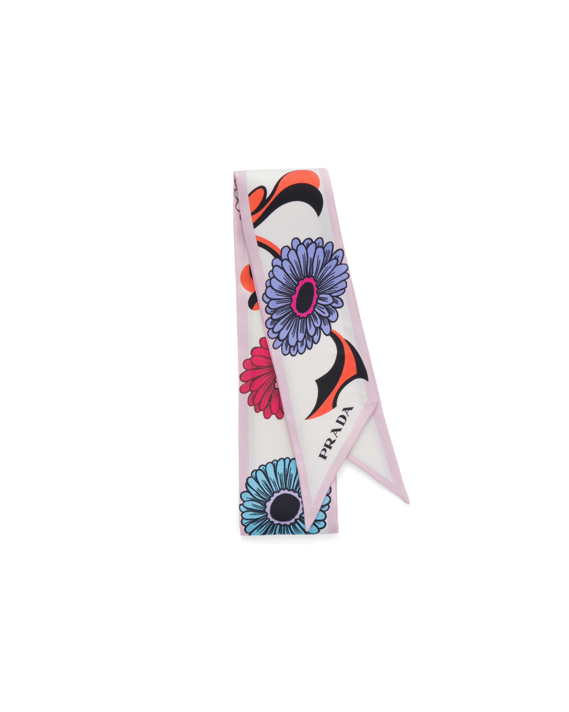 Prada Flower-print Silk Scarf In White