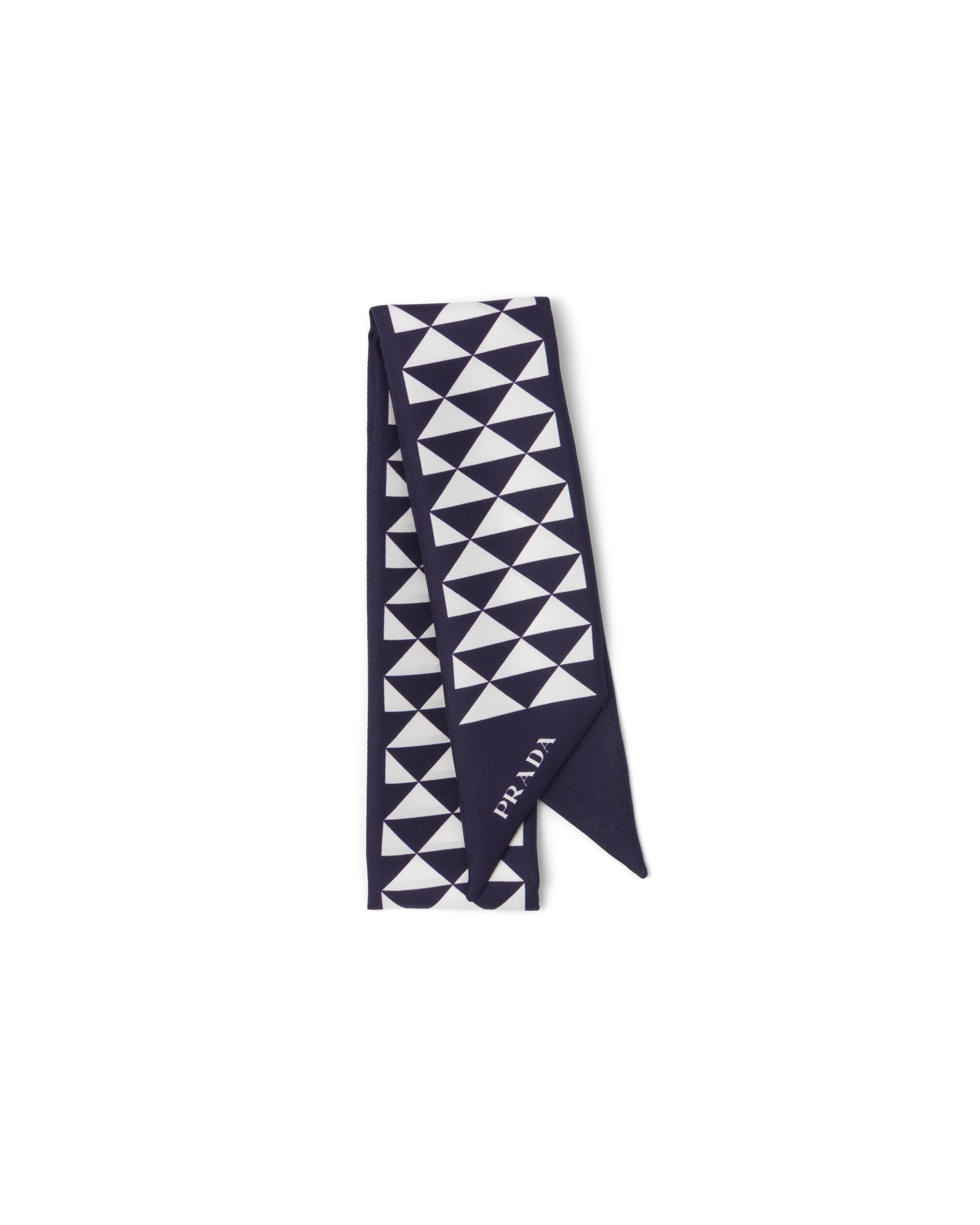 Prada Women's Printed Silk Twill Scarf In Navy