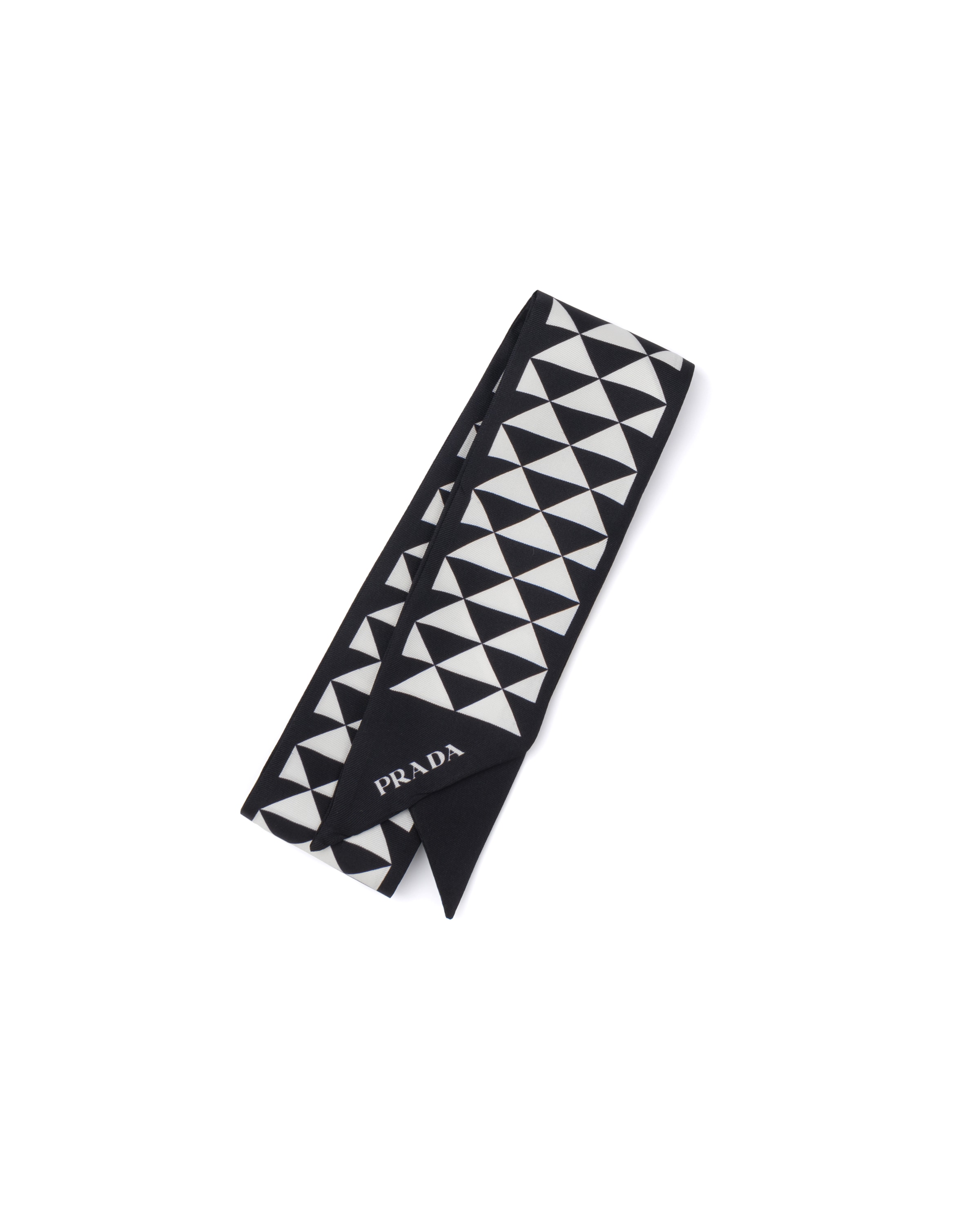 Prada Cravate En Soie Imprimée, Femme, Noir/blanc