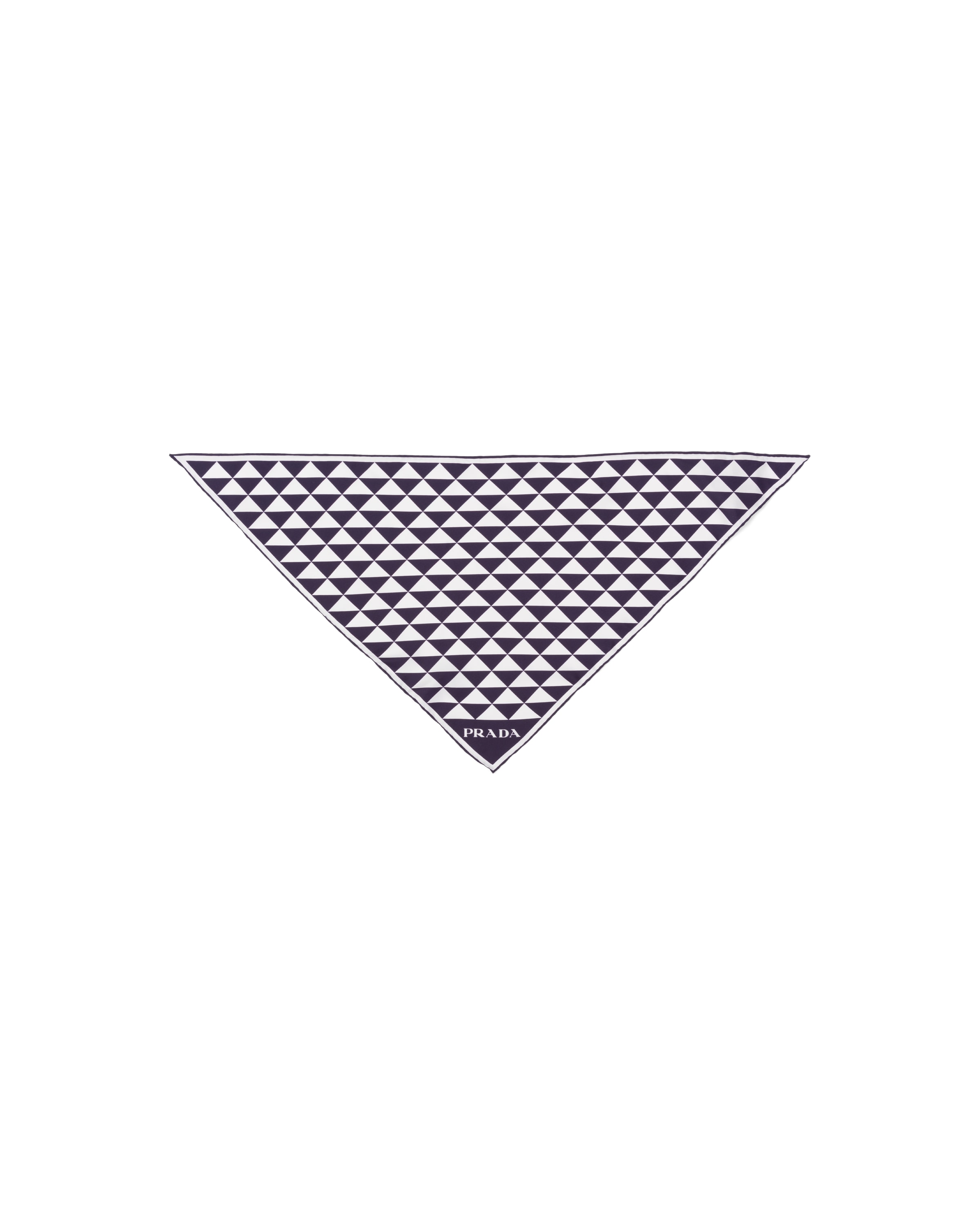 Prada Foulard Stampato In Twill Di Seta, Donna, Blu