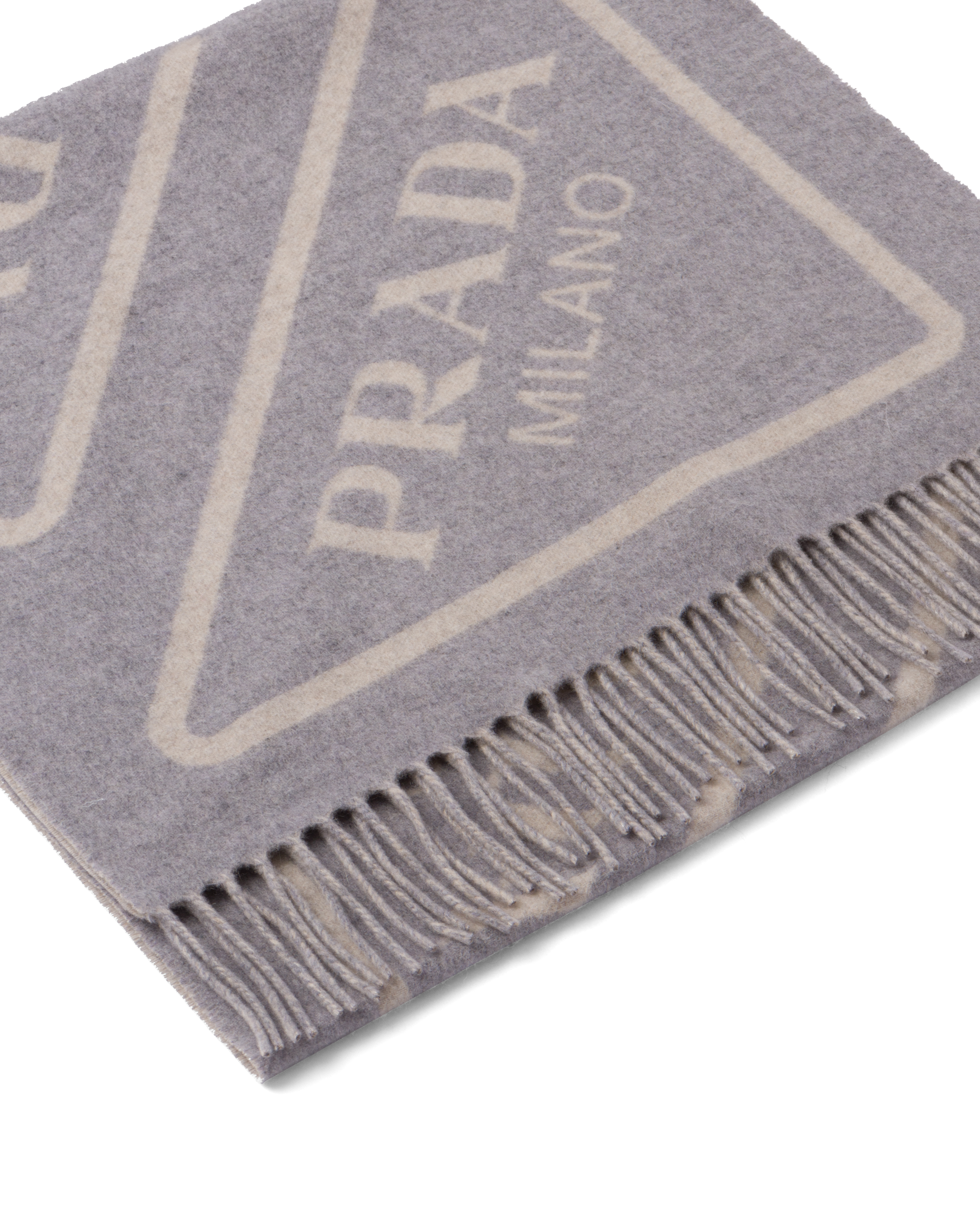 Albino Grey Double Cashmere Scarf Prada