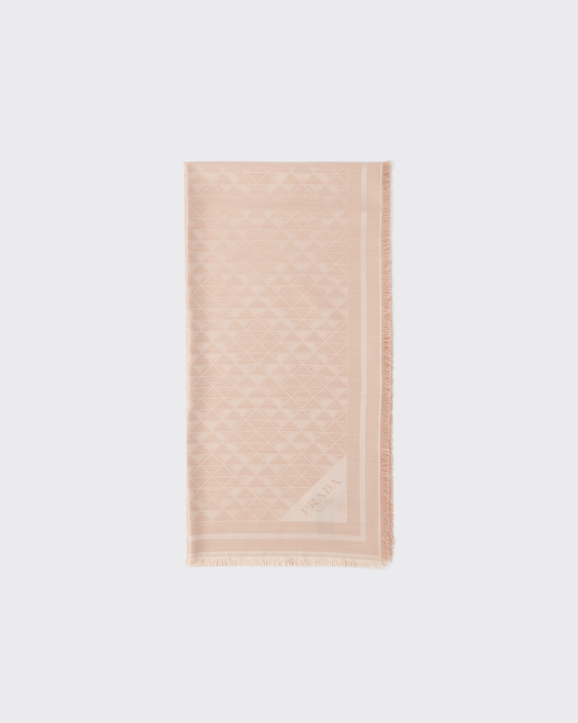 Prada Silk And Wool Jacquard Scarf In Pink