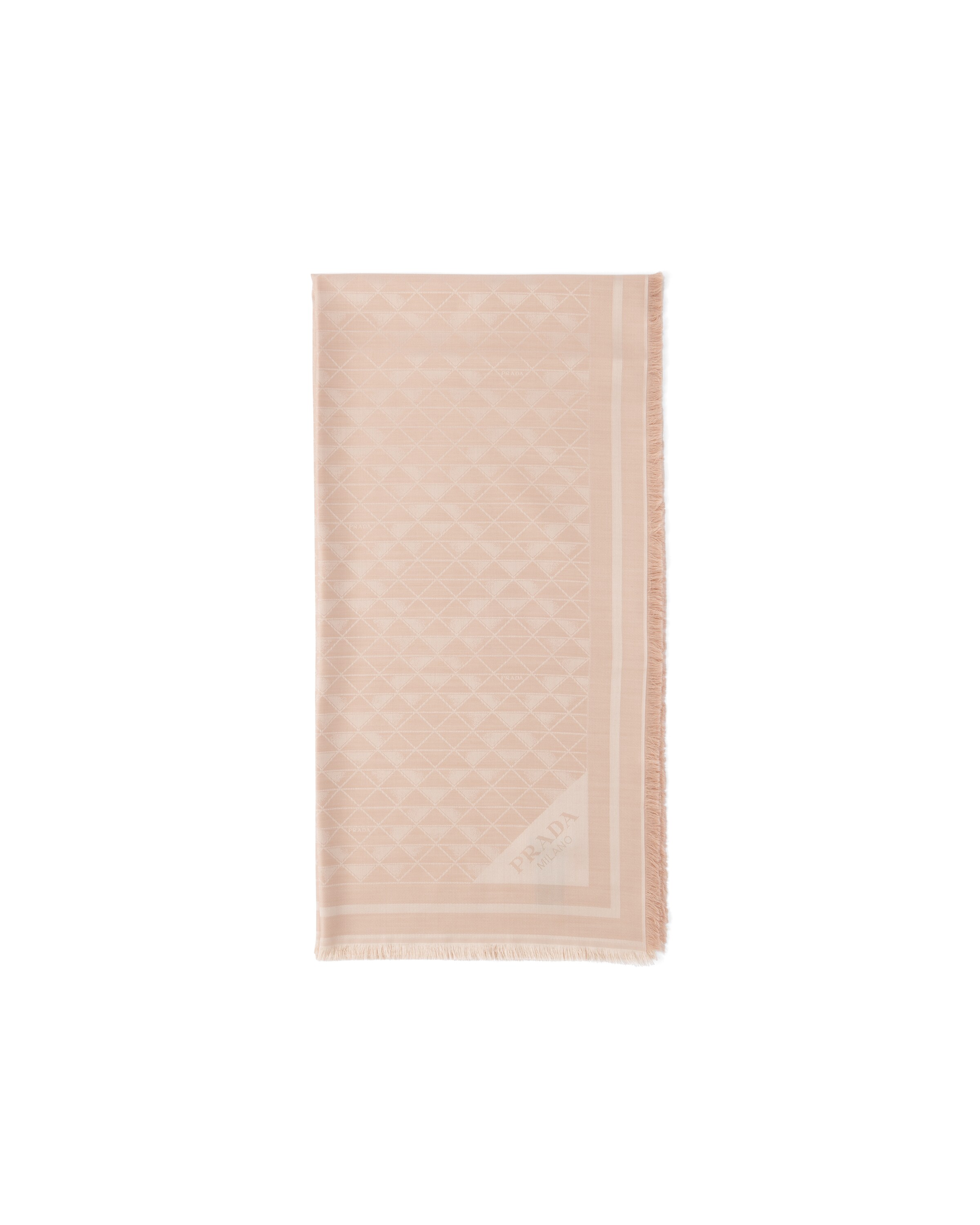 Prada Scialle Jacquard Symbole In Seta E Lana, Donna, Ninfea