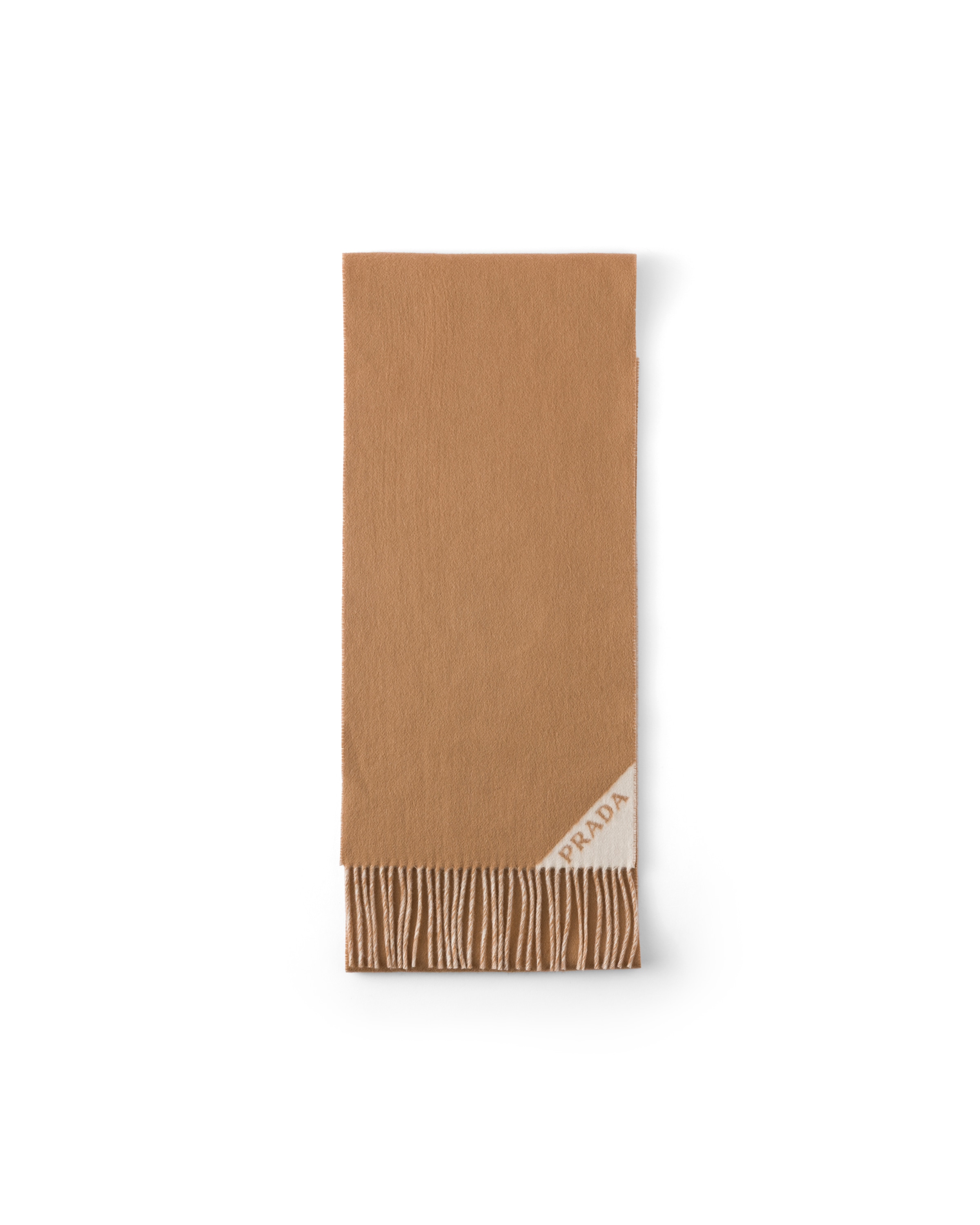 Prada Two-tone Fringed Edge Scarf Accessory In Brown