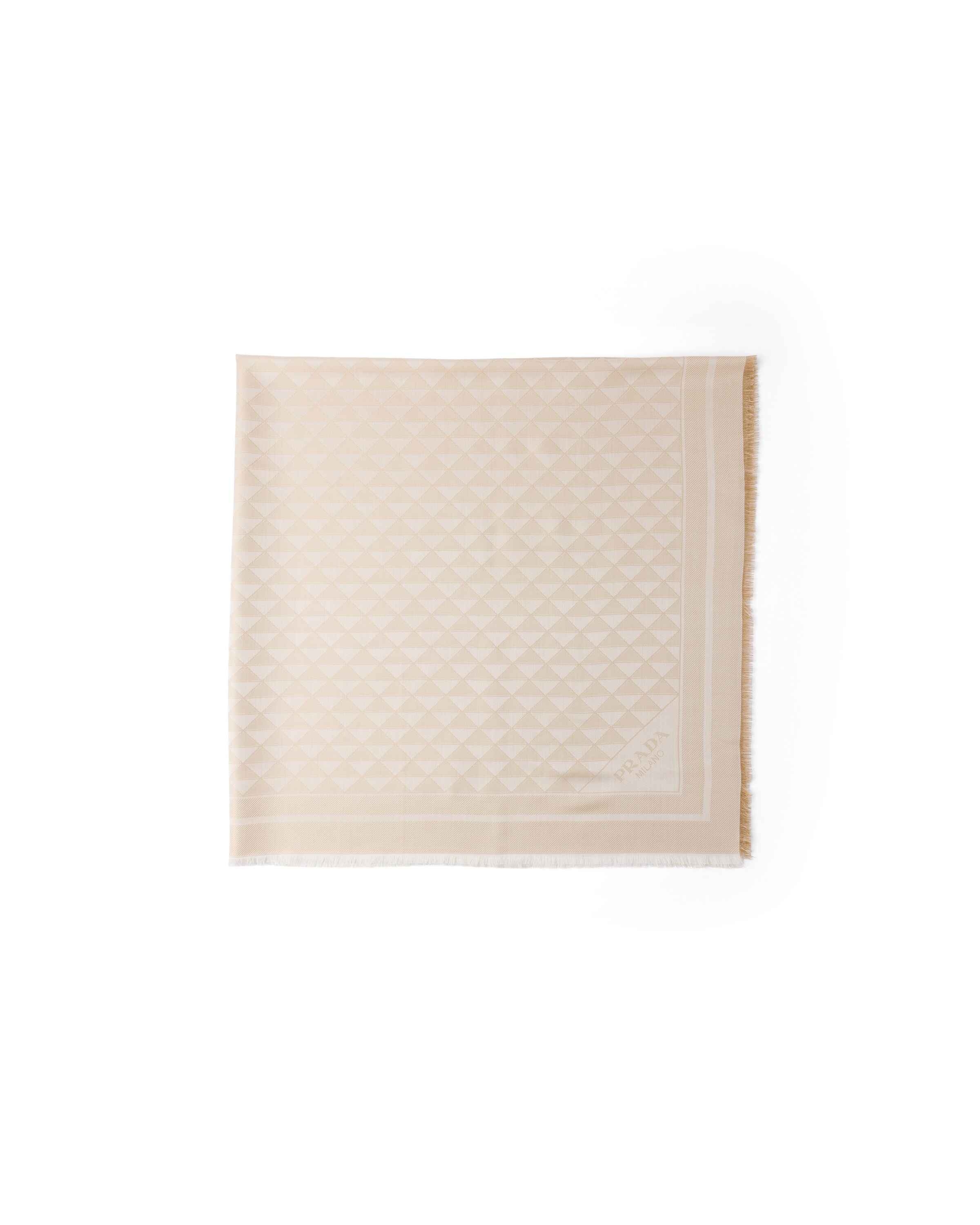 Prada Scialle In Seta, Viscosa E Lurex, Donna, Avorio/oro