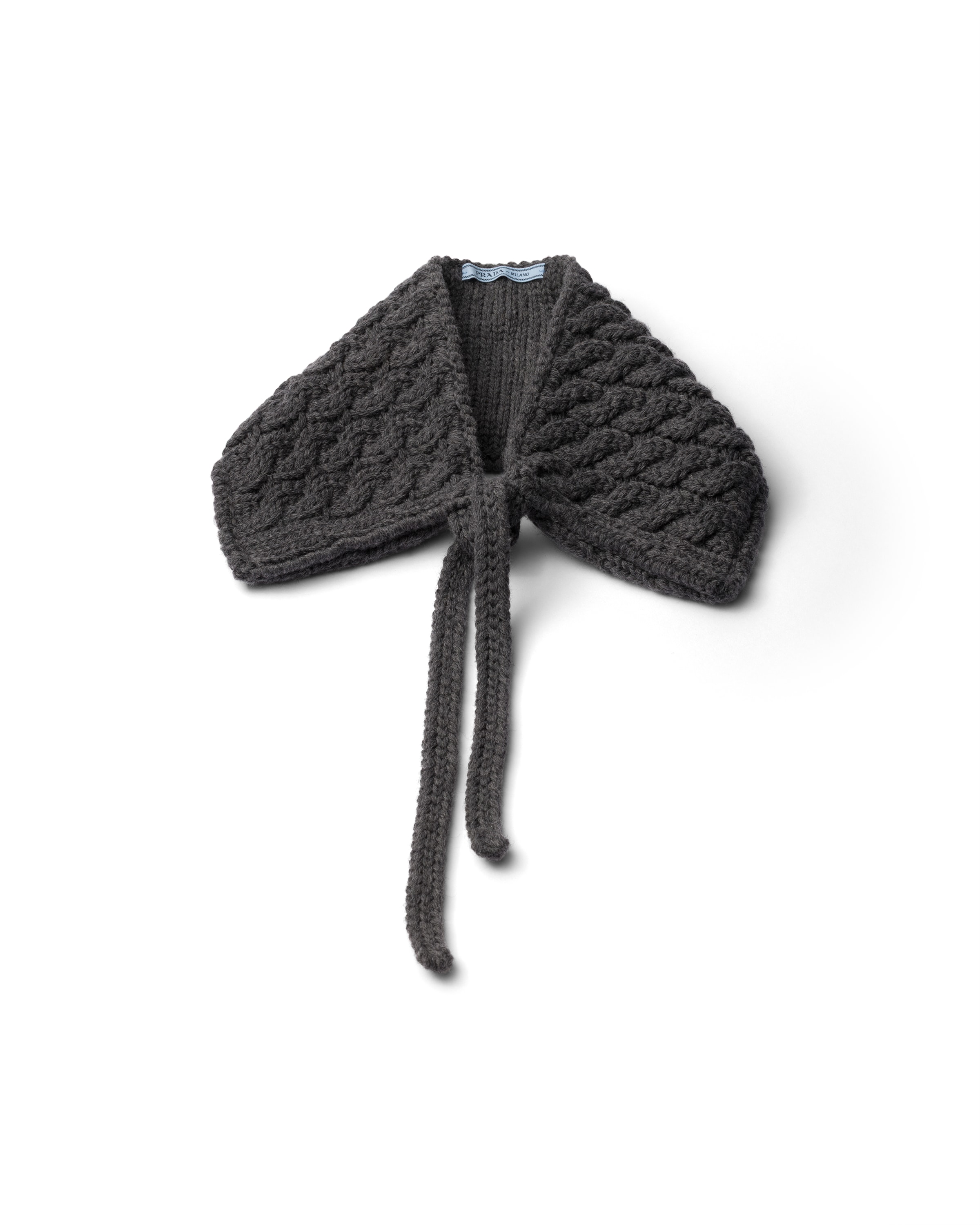 Prada Cable-knit Wool Collar In Gray