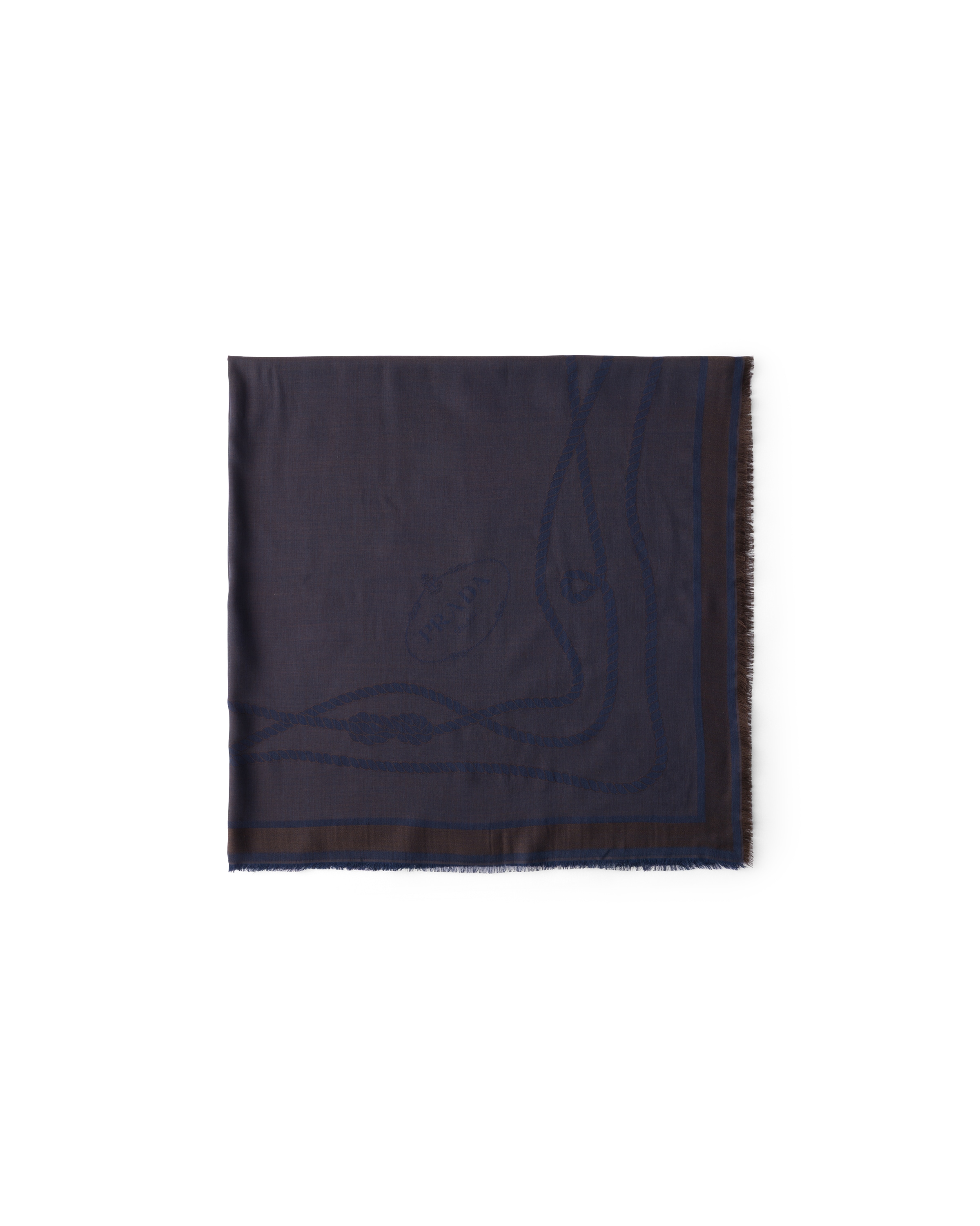 Silk, Cashmere And Wool Jacquard Shawl, Woman, Cocoa/chalk White