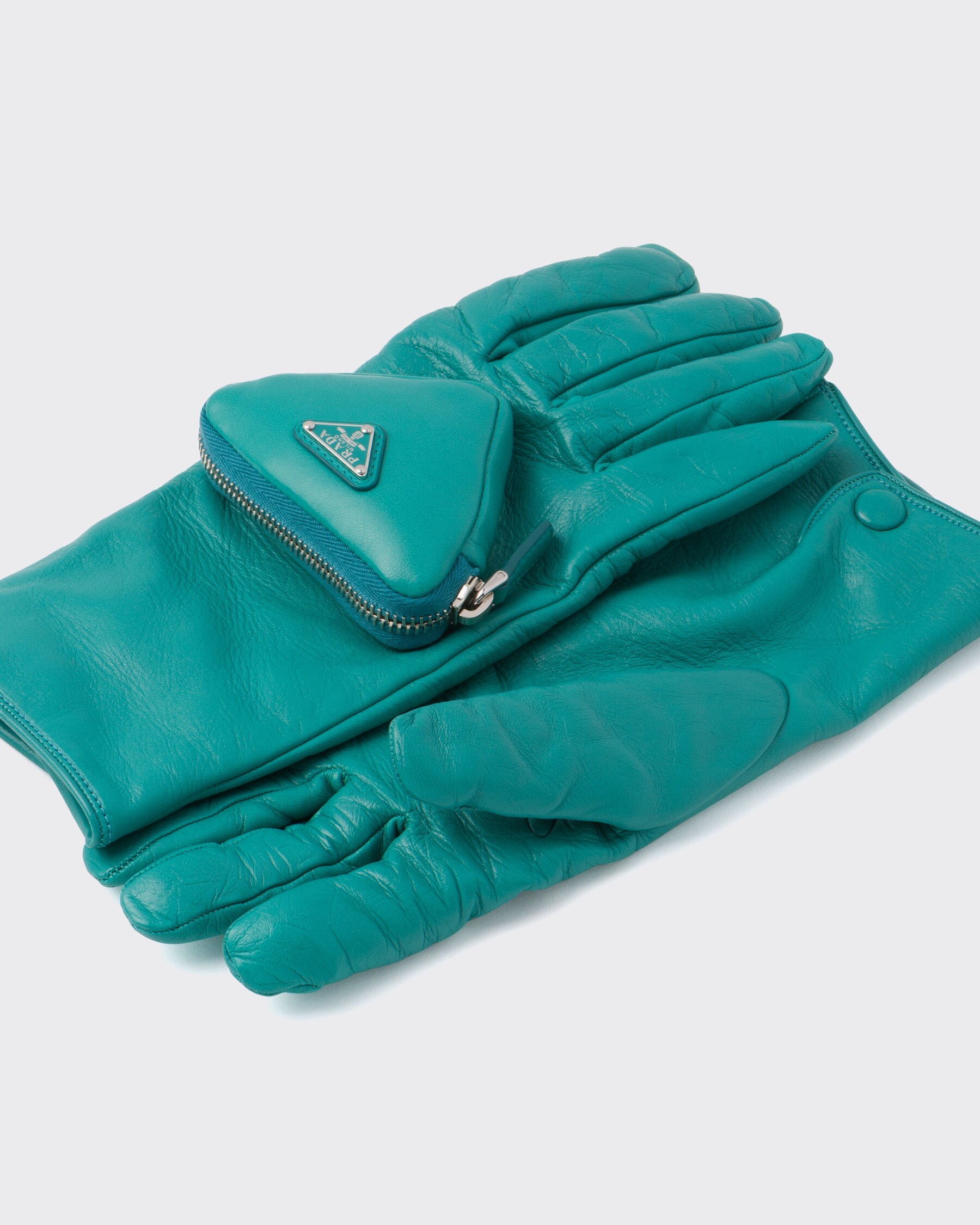 Peacock Blue Nappa Leather Gloves With Pouch PRADA peacock-blue-nappa-leather-gloves-with-pouch-prada
