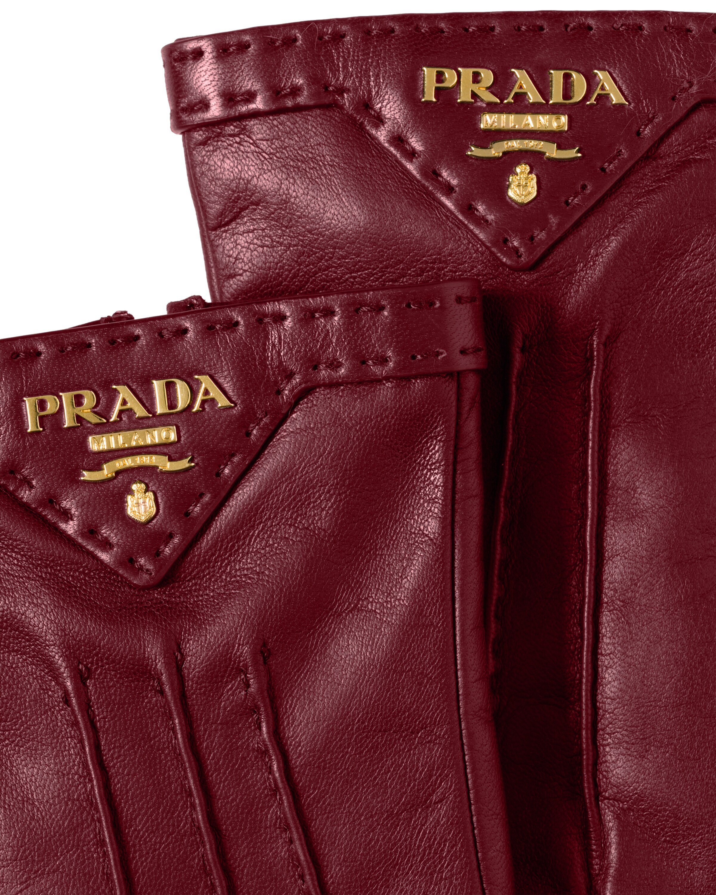 Cerise Leather Gloves Prada