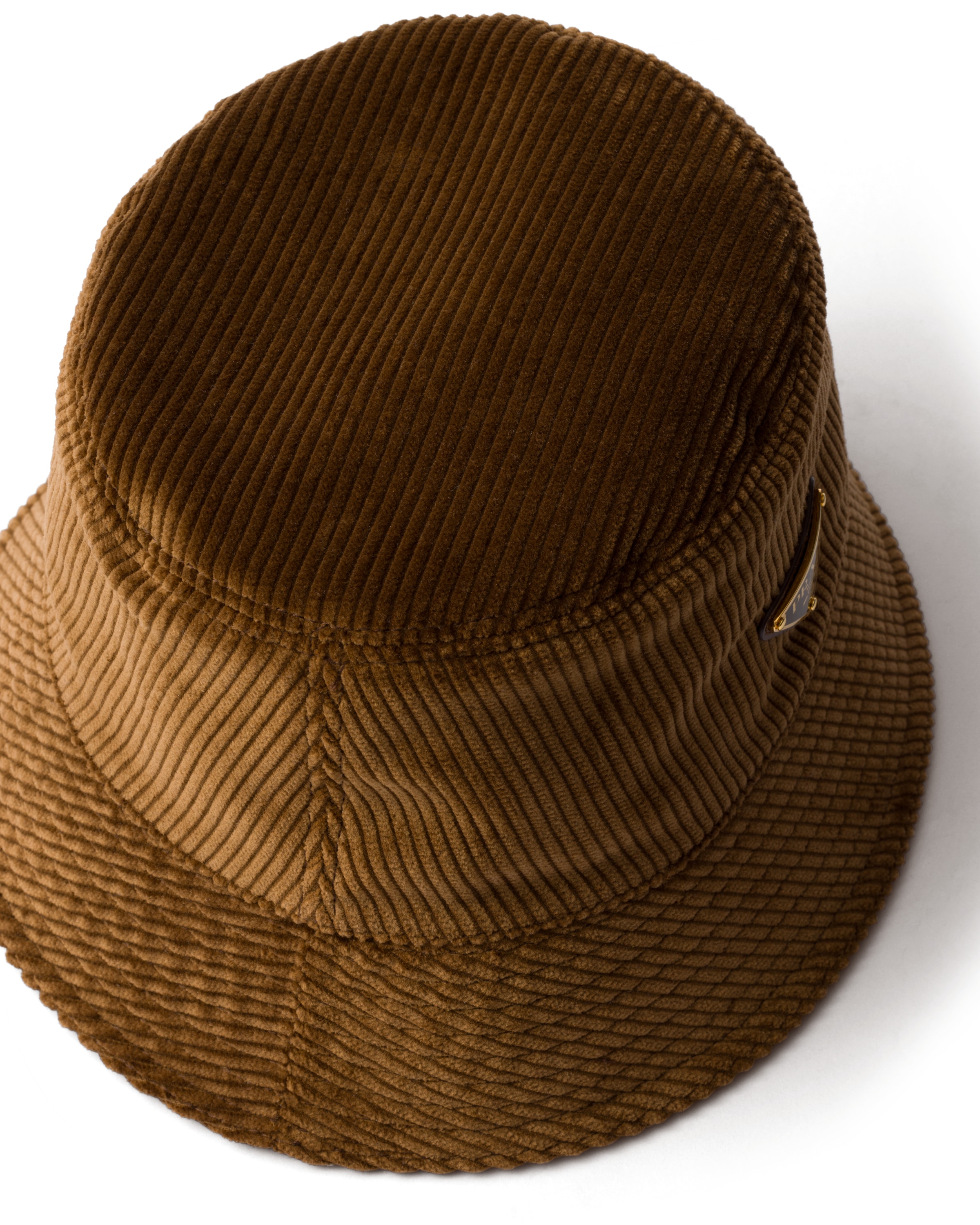 Prada Cappello Da Pescatore In Velluto A Coste, Donna, Tabacco, Taglia S