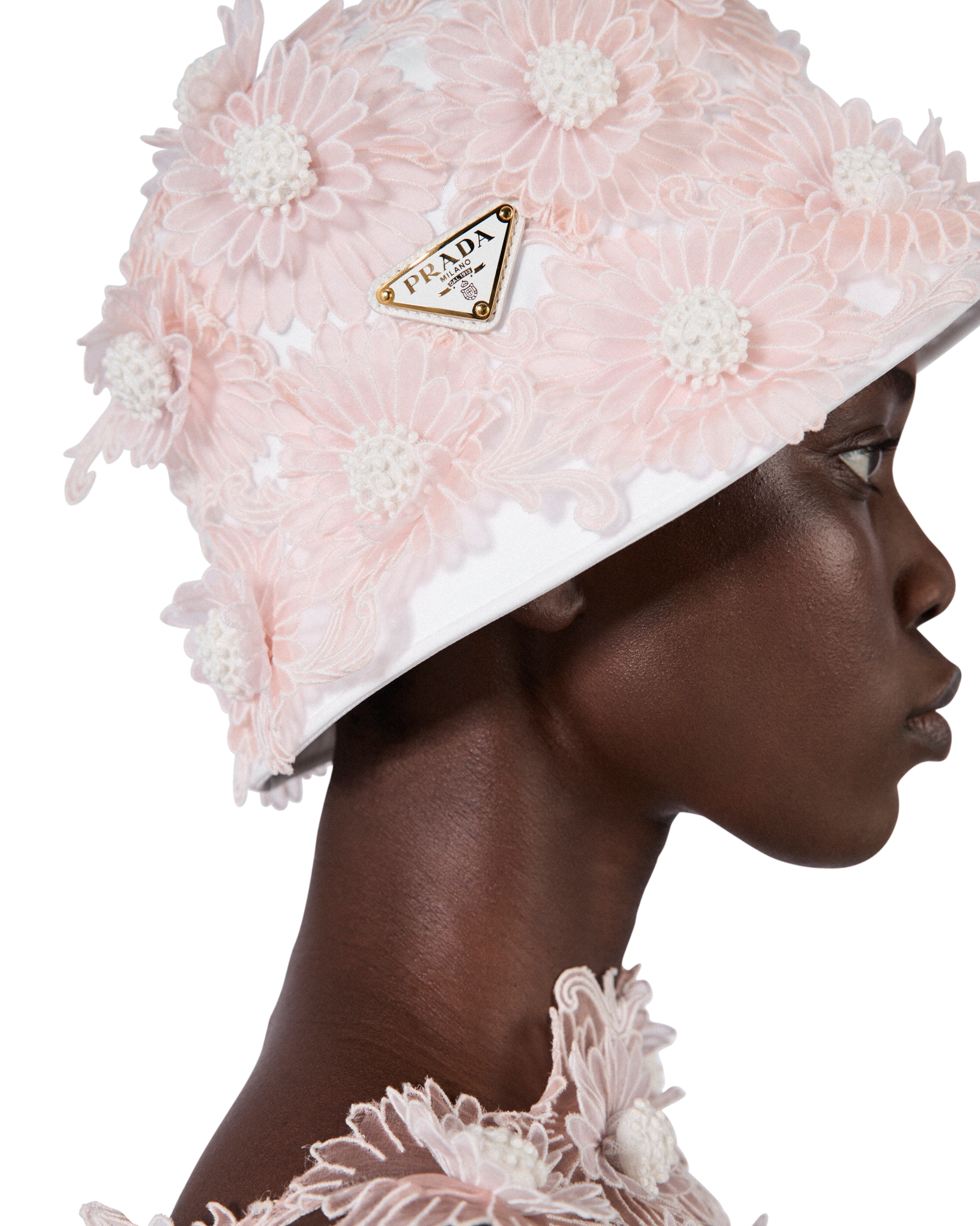 Prada Bob En Guipure, Femme, Rose Albâtre, Taille M